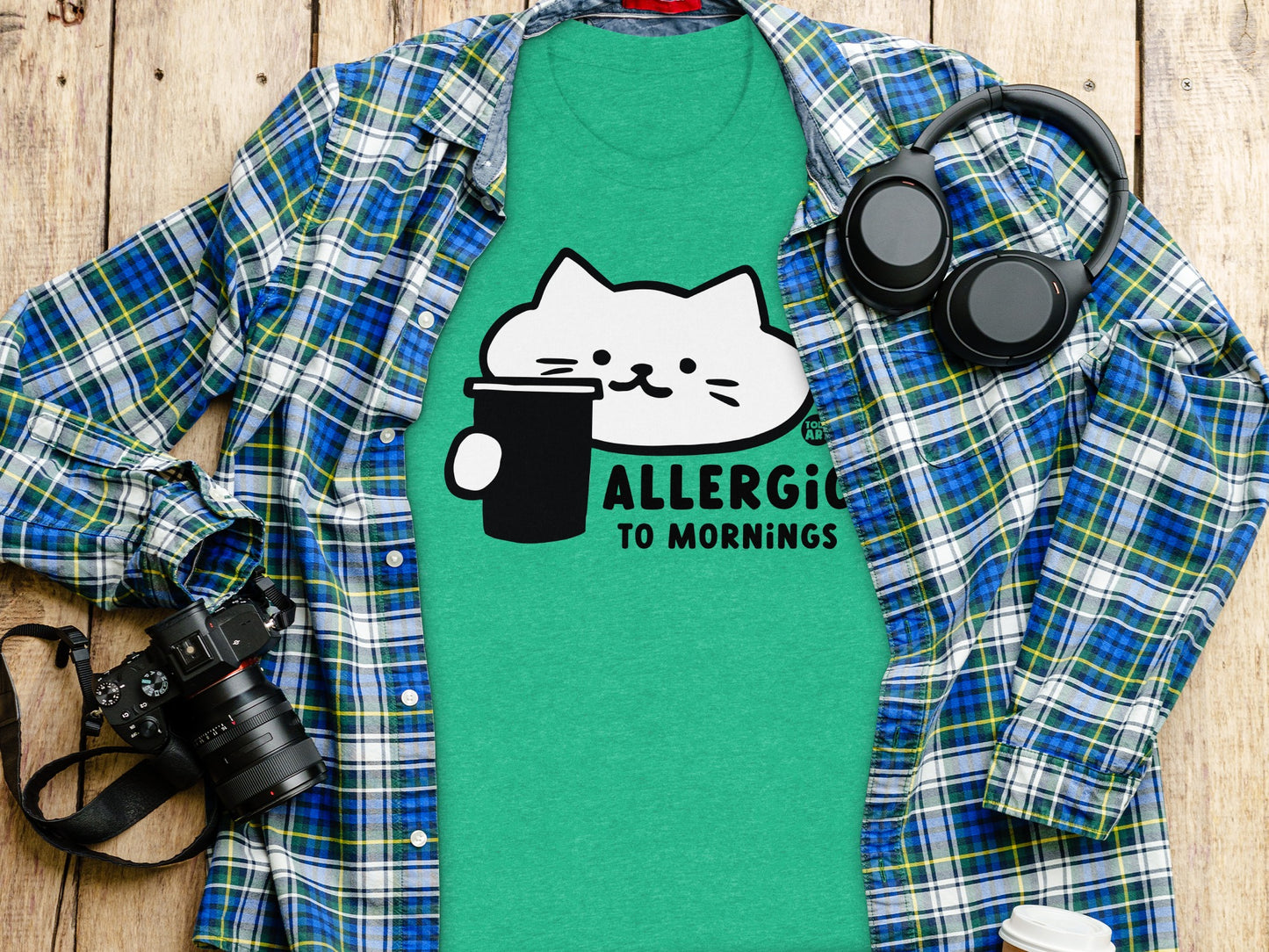 Allergic To Mornings Cat Graphic T-shirt