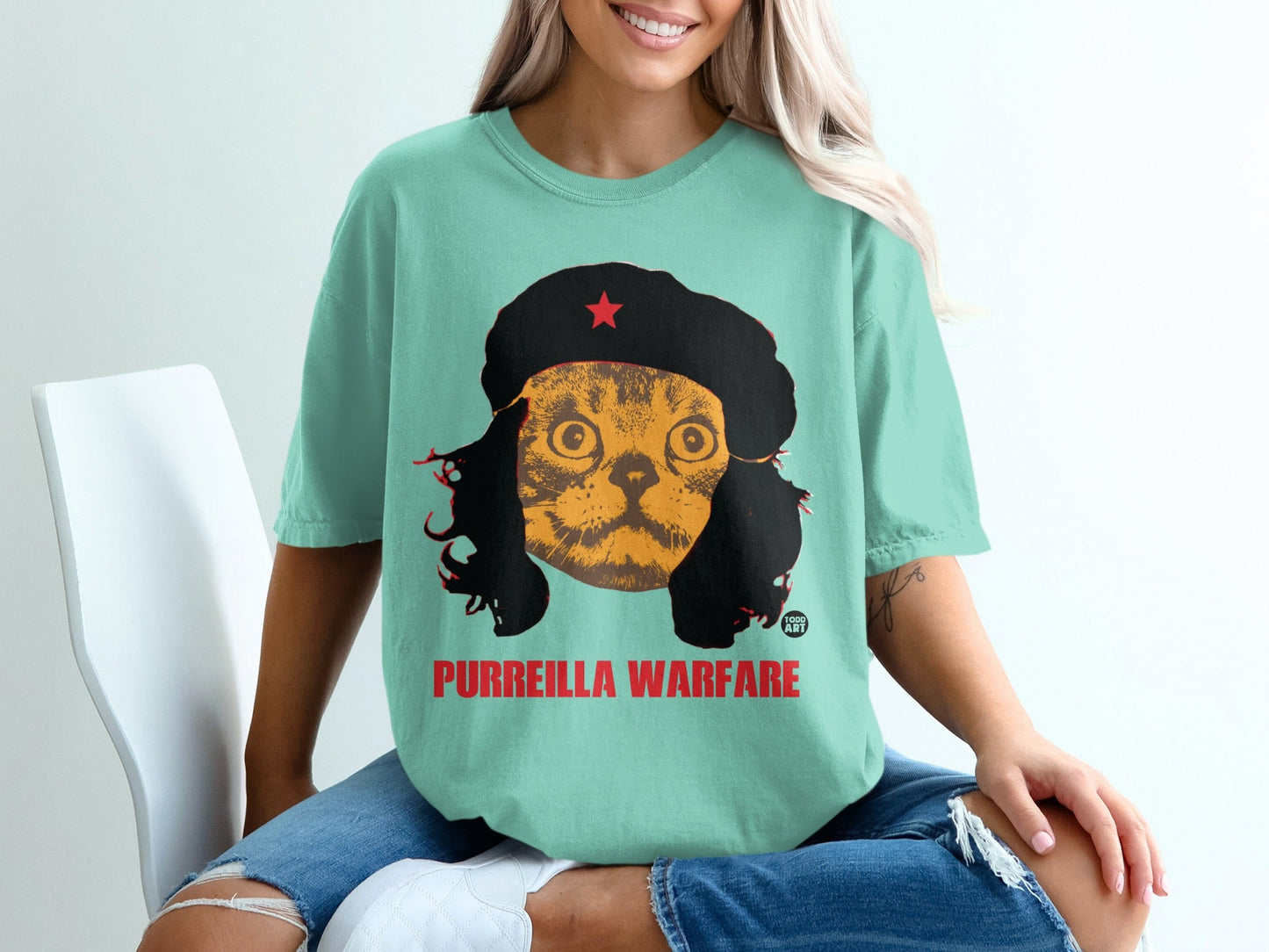 Purriella Warfare Cat Art Graphic Unisex T-Shirt