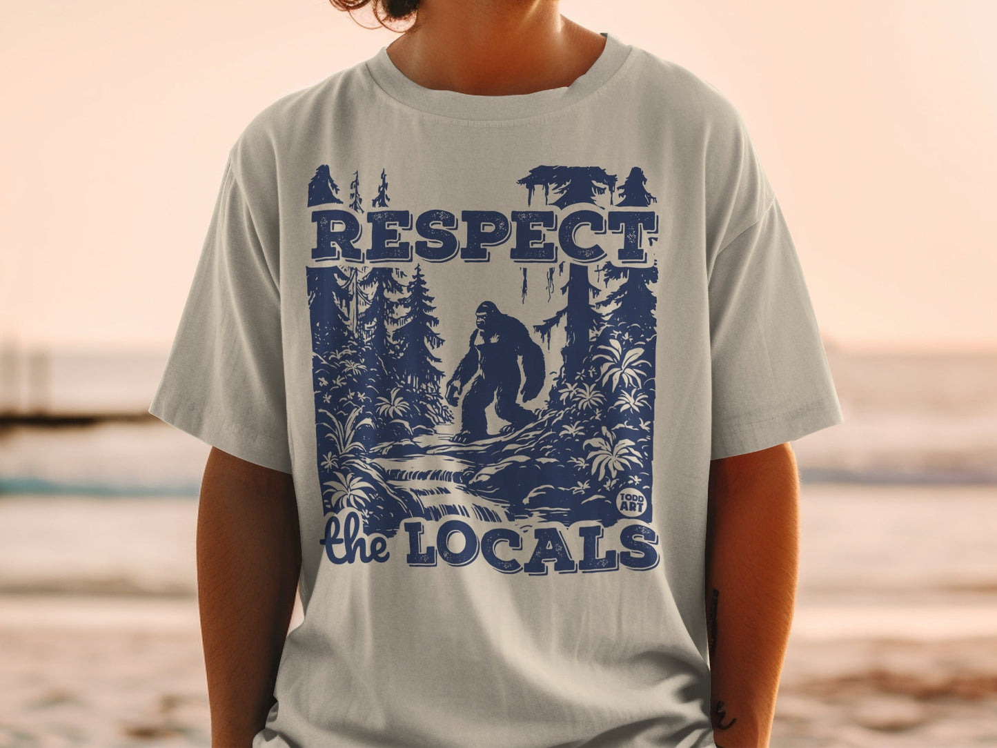 Respect The Locals Graphic Tee with Bigfoot Design
