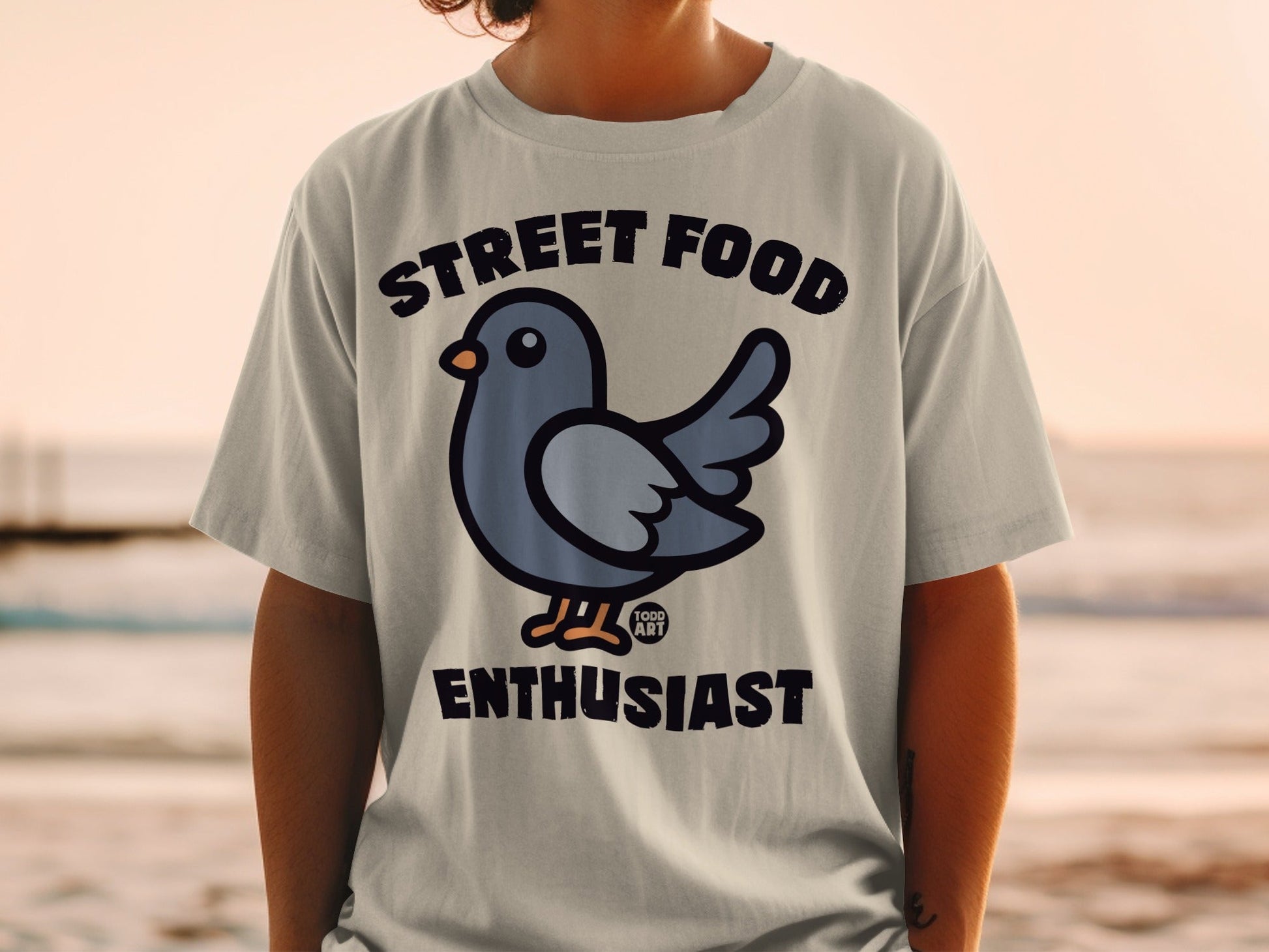 Street Food Enthusiast Pigeon Graphic T-Shirt