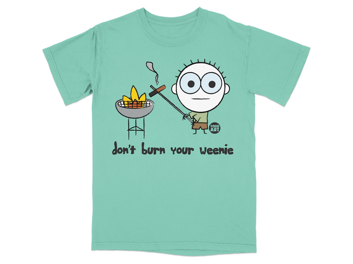 Don't Burn Your Weenie Graphic Teal T-Shirt