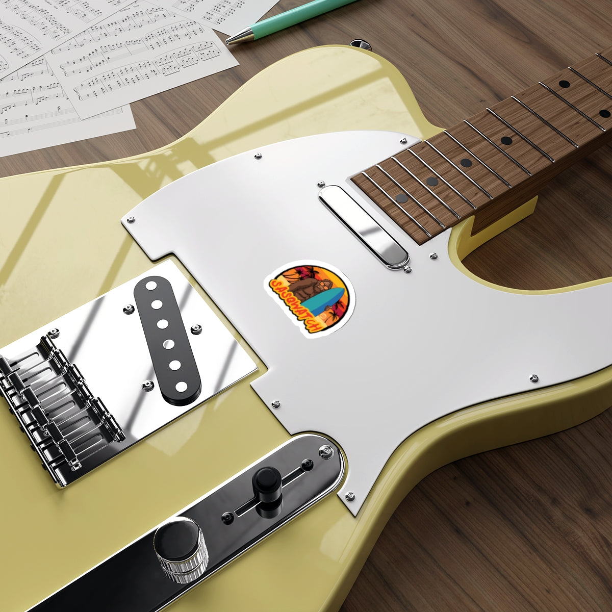 Custom Electric Guitar with Signature Sasquatch Sticker