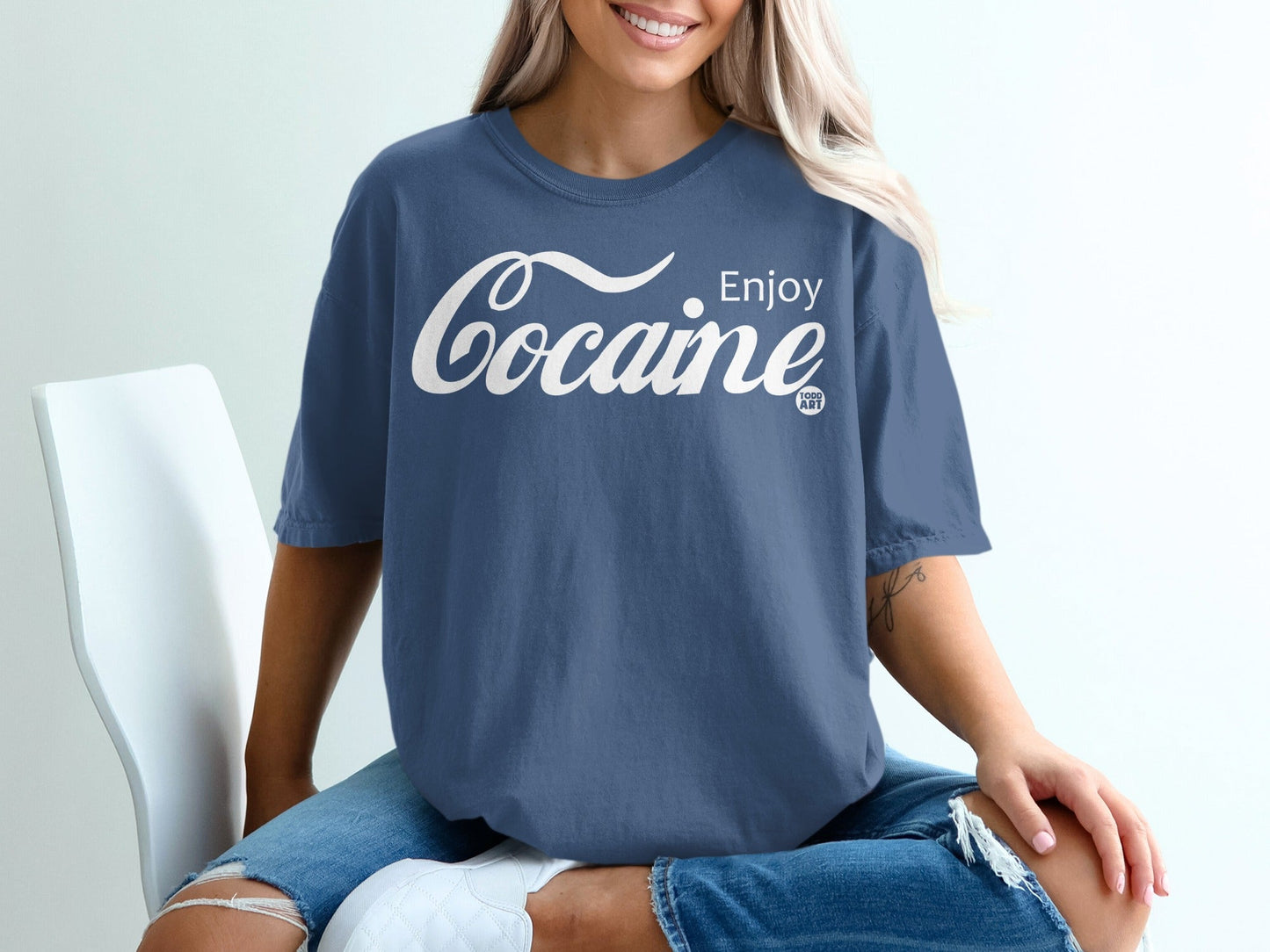 Enjoy Cocaine Graphic Tee Funny T-Shirt Retro Style Shirt