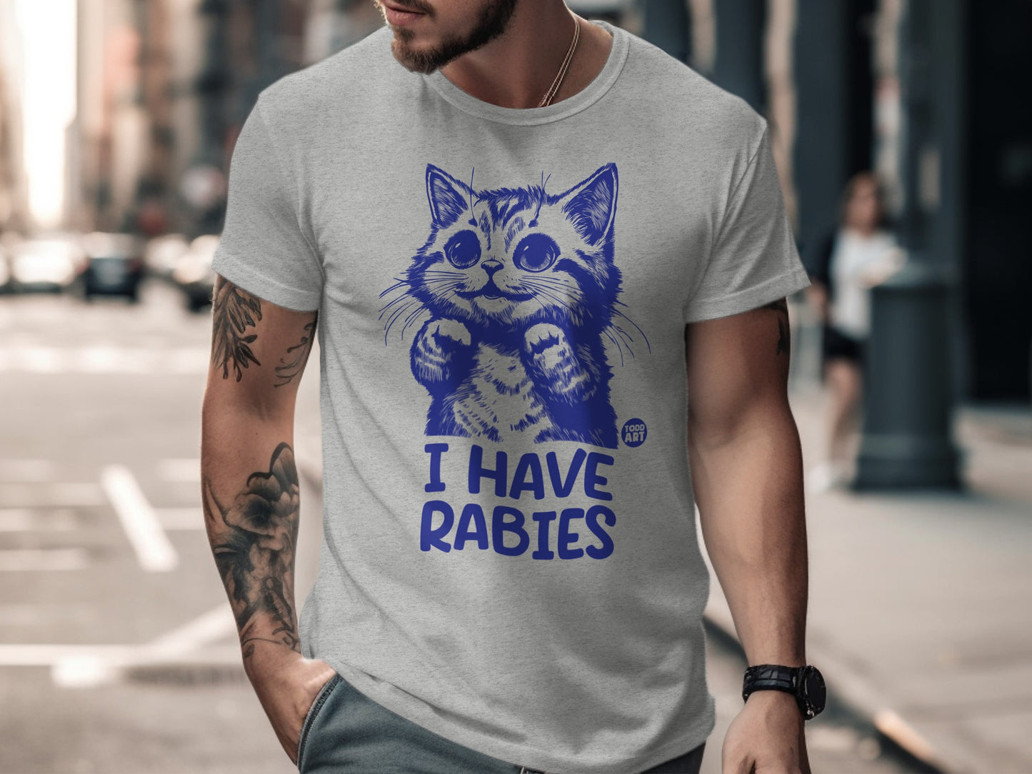 Funny Cat Design I Have Rabies Graphic T-Shirt