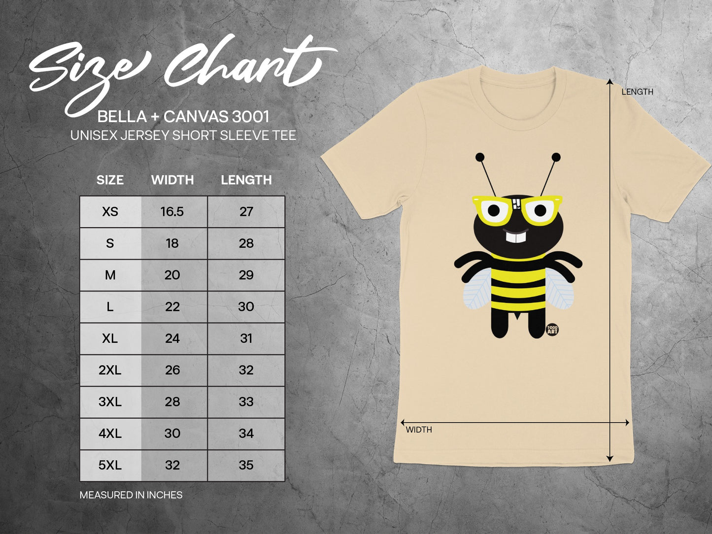 Adorable Cartoon Bee Design Unisex Short Sleeve Tee