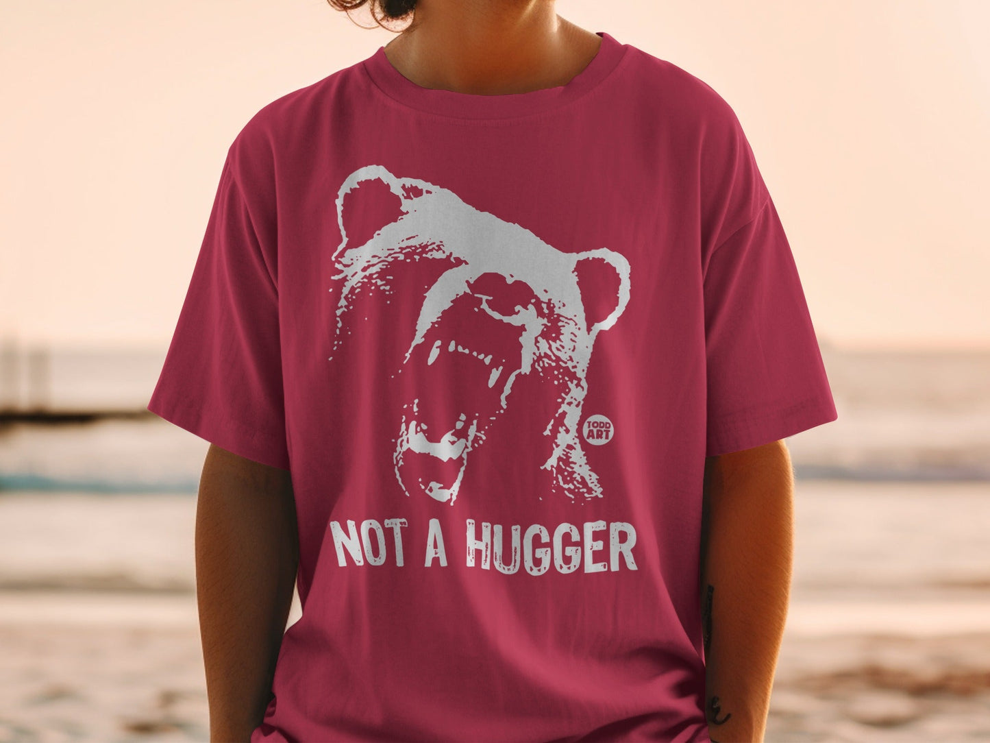 Not A Hugger Funny Grizzly Bear Graphic T-Shirt