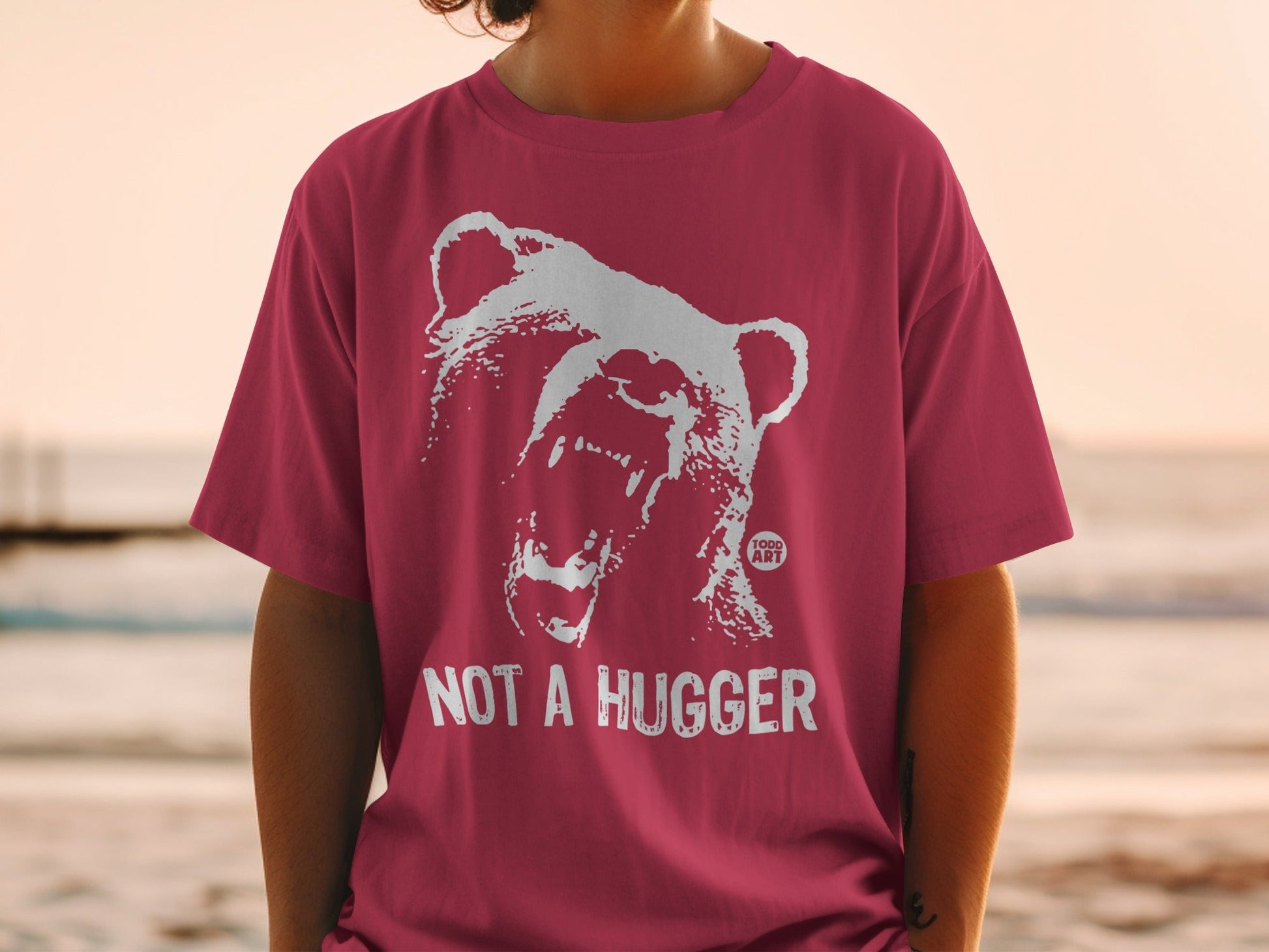 Not A Hugger Funny Grizzly Bear Graphic T-Shirt