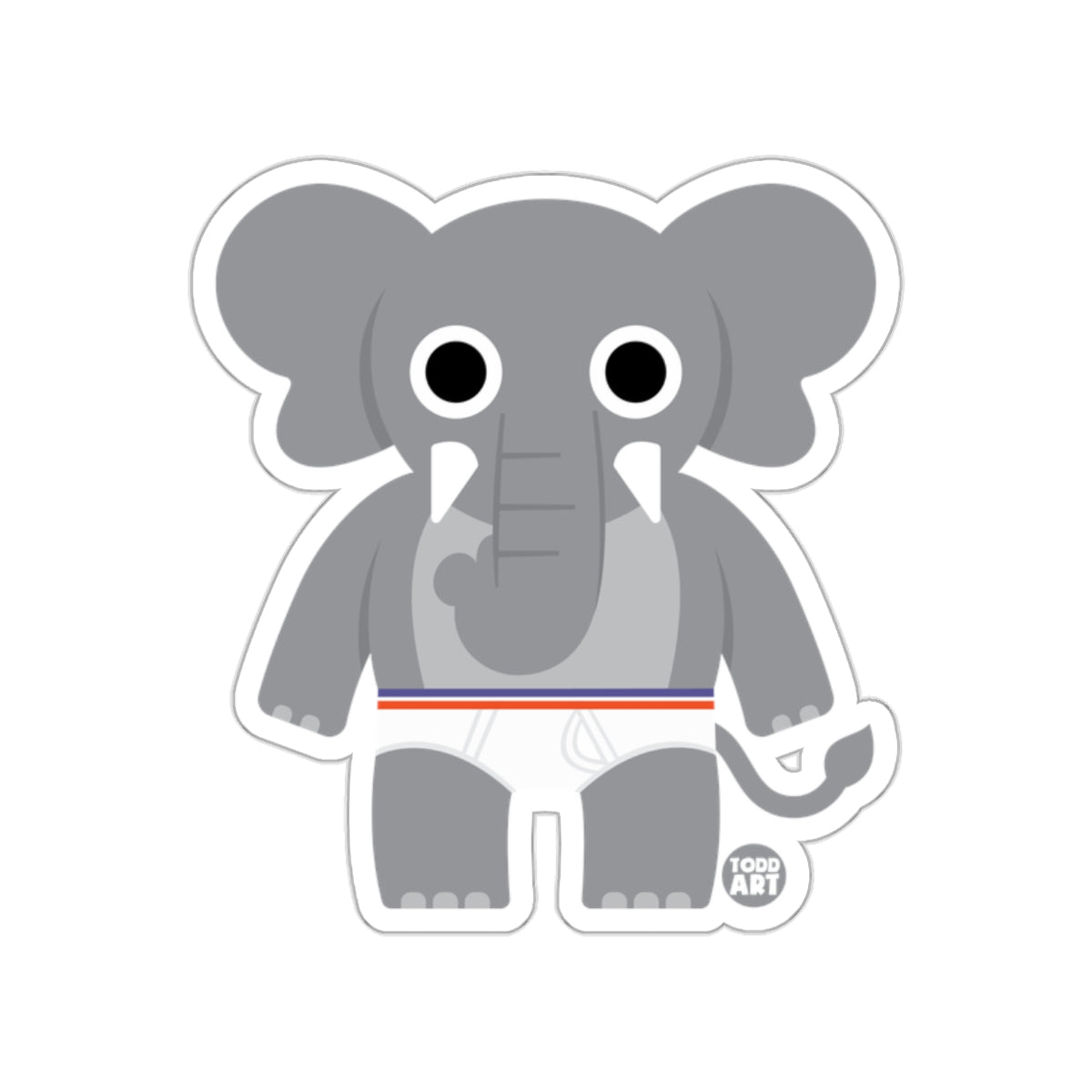 Cute Elephant Cartoon with Boxer Shorts Sticker