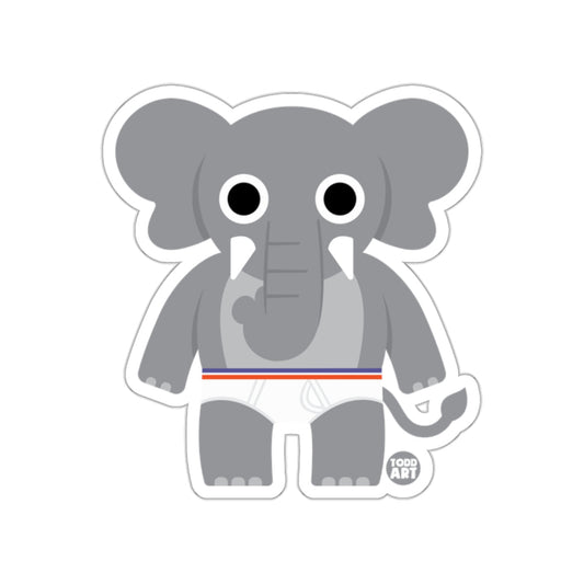 Cute Elephant Cartoon with Boxer Shorts Sticker