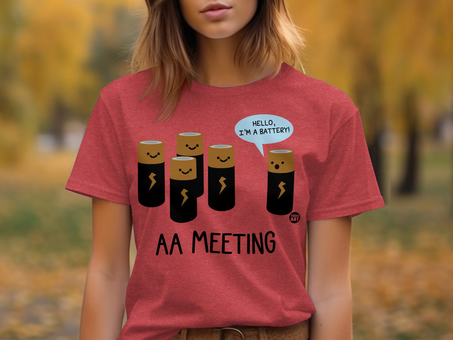 Funny AA Meeting Battery Humor Design T-Shirt