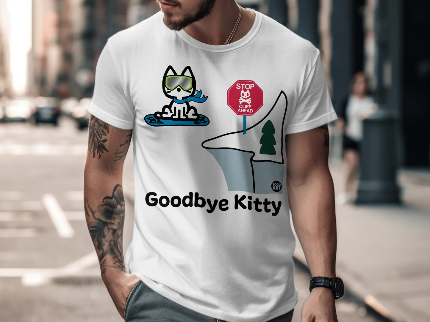 Goodbye Kitty Unique Graphic Tee Shirt for Men