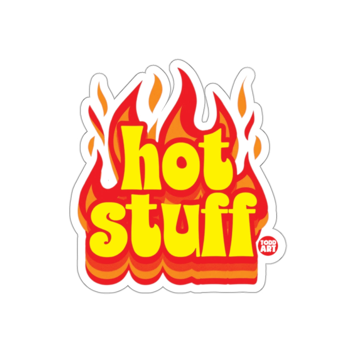 Hot Stuff Sticker with Flames Design for Fun Product