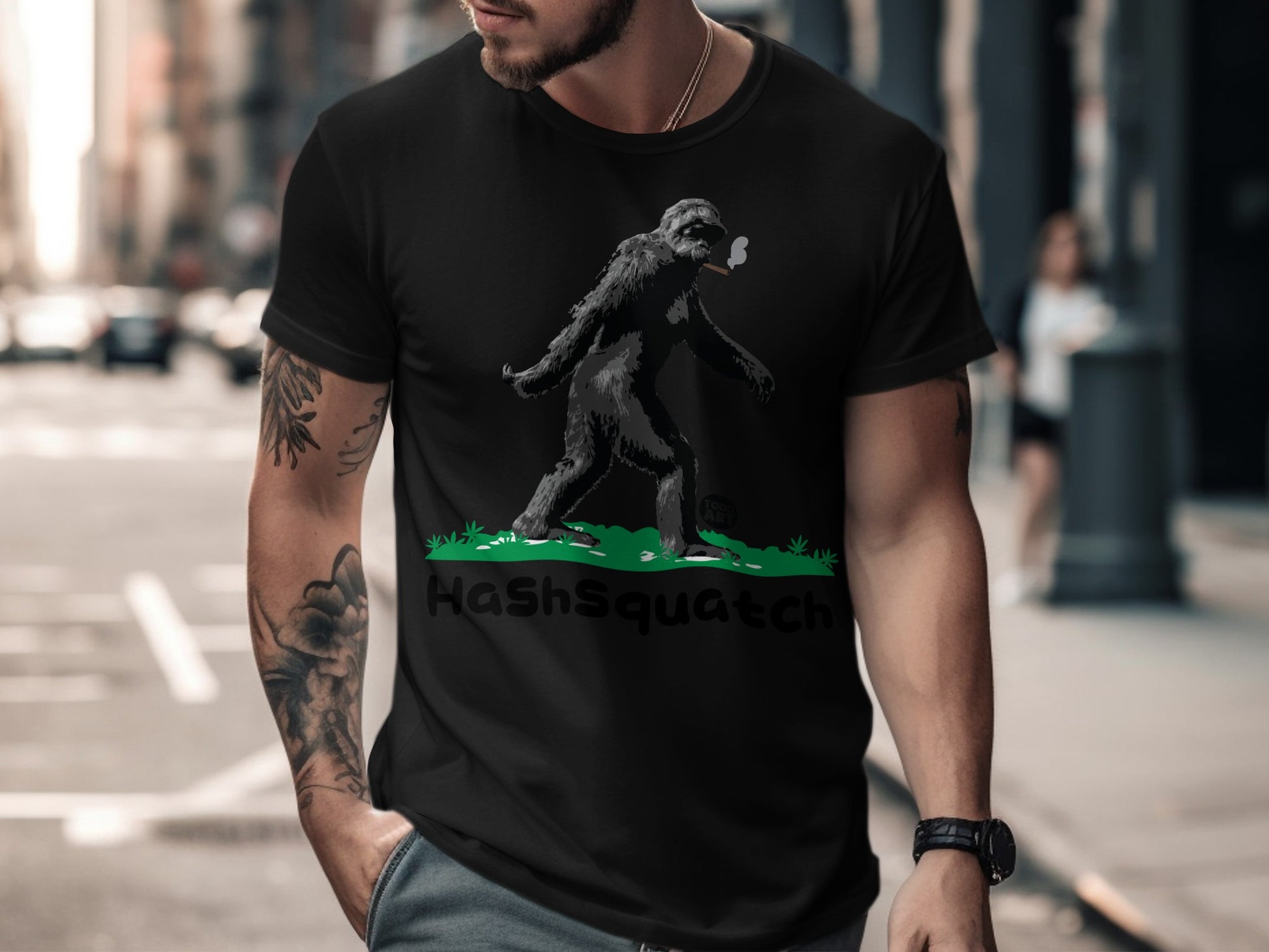 HashSquatch Bigfoot Smoking Graphic T-Shirt