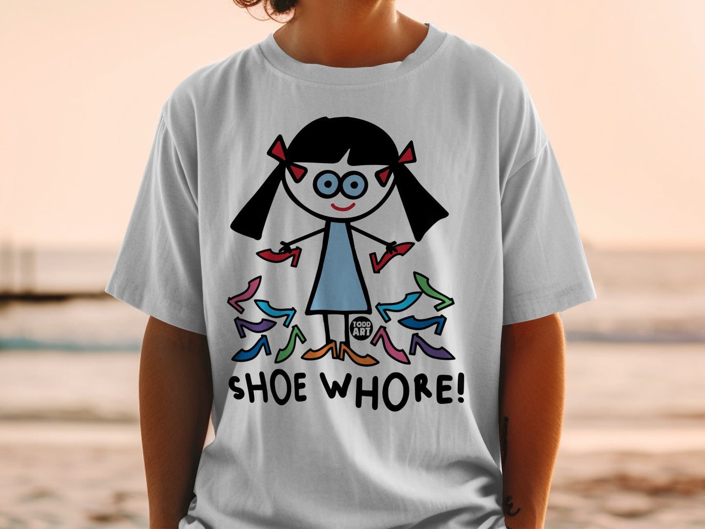 Funny Shoe Whore Cartoon Character T-Shirt