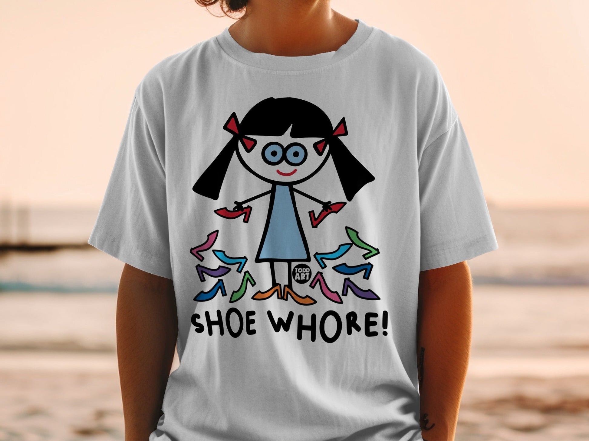 Funny Shoe Whore Cartoon Character T-Shirt