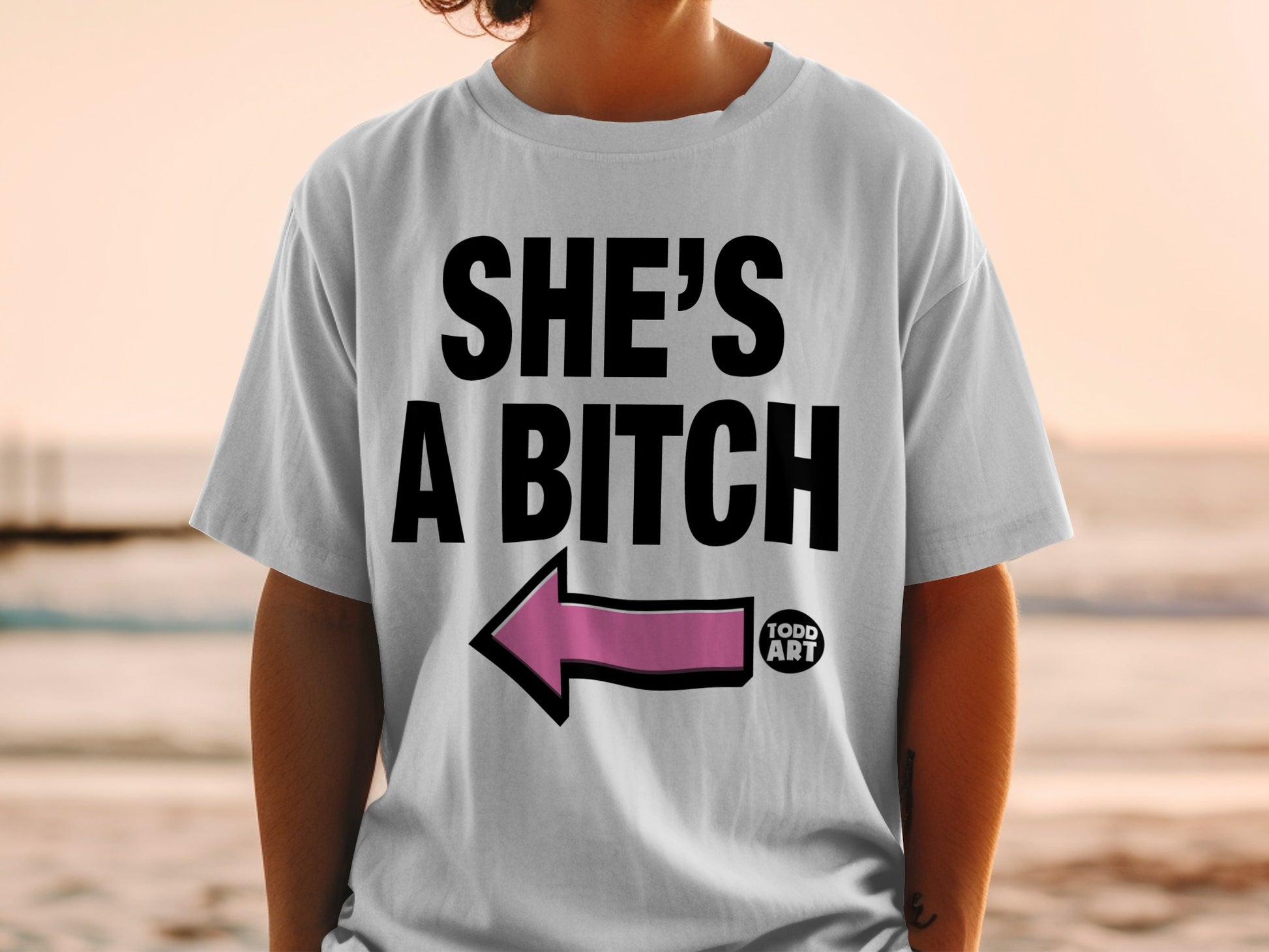 She's a Bitch Pink Arrow Todd Art Graphic Statement product type