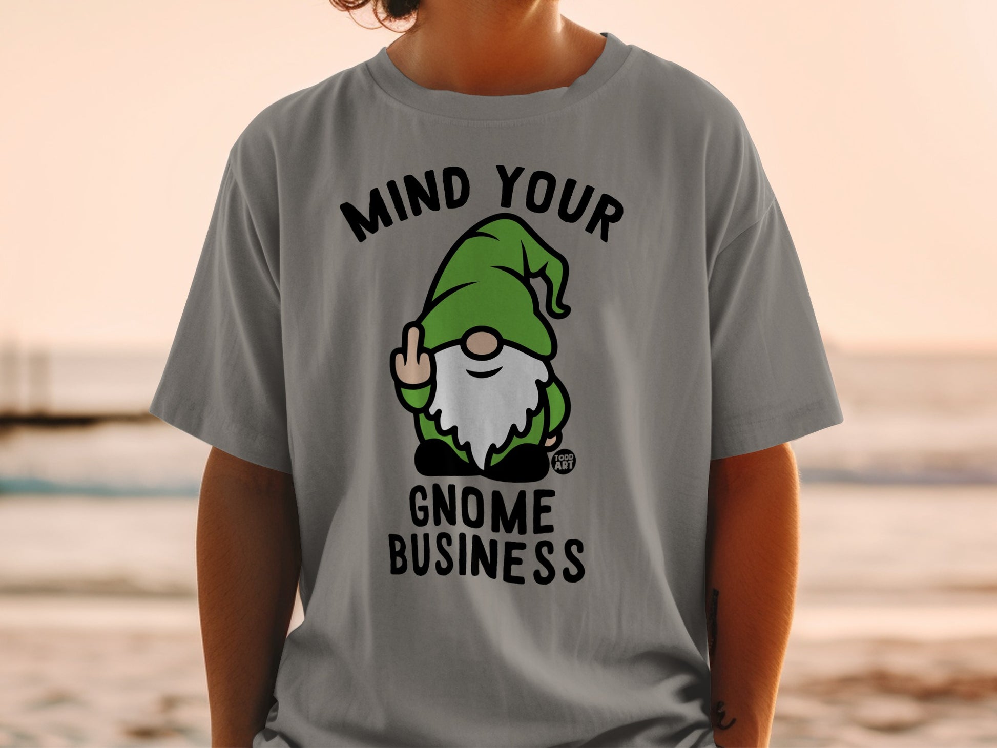 Mind Your Gnome Business Funny Middle Finger product type