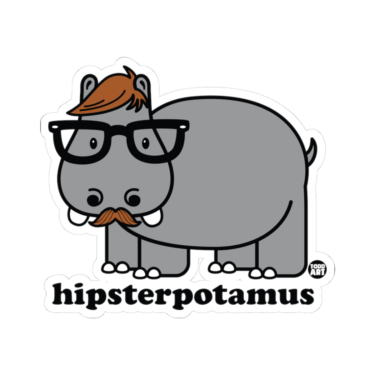 Hipsterpotamus Todd Art Sticker