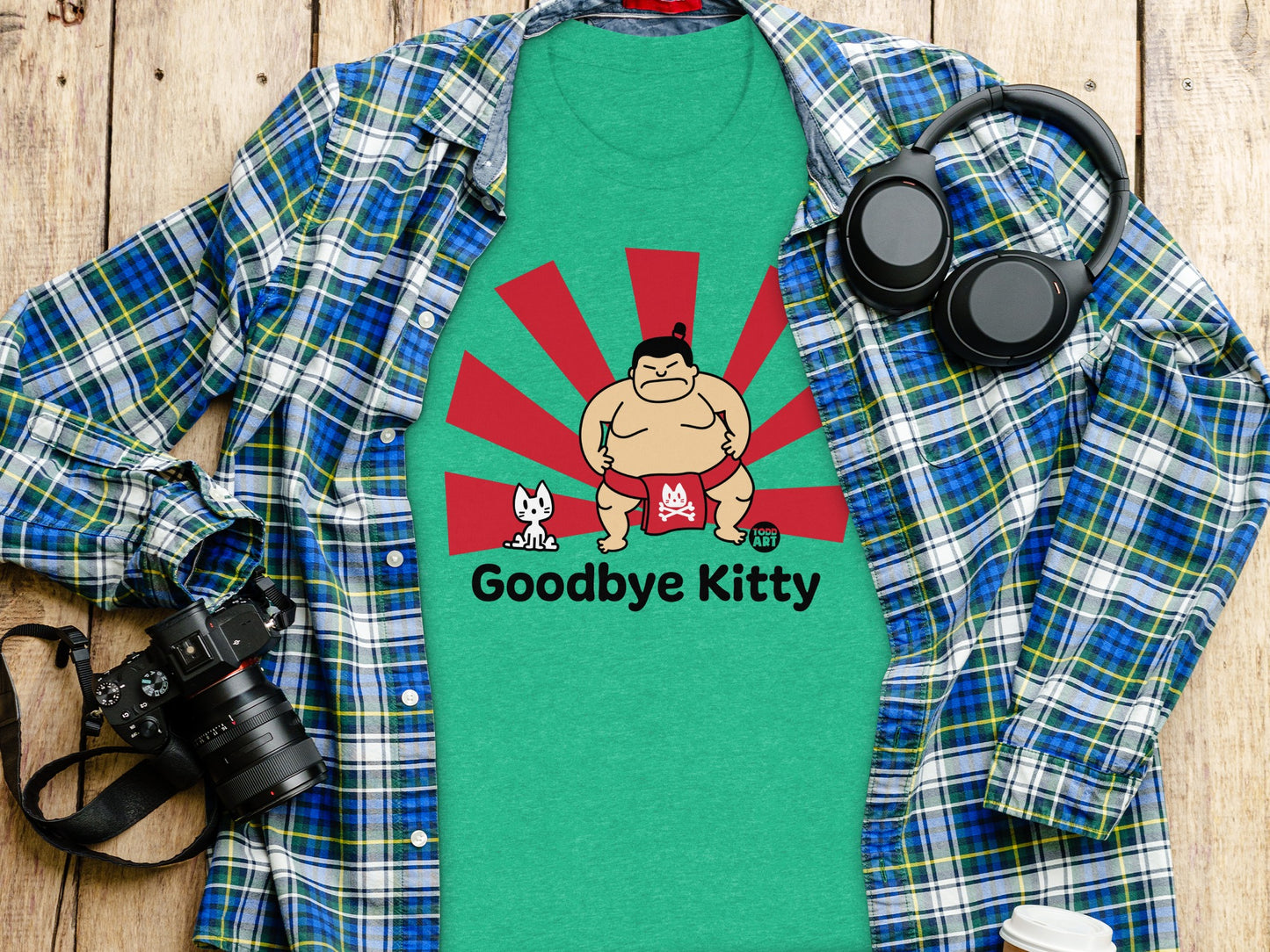 Goodbye Kitty Graphic Tee Funny Sumo Cat T-Shirt
