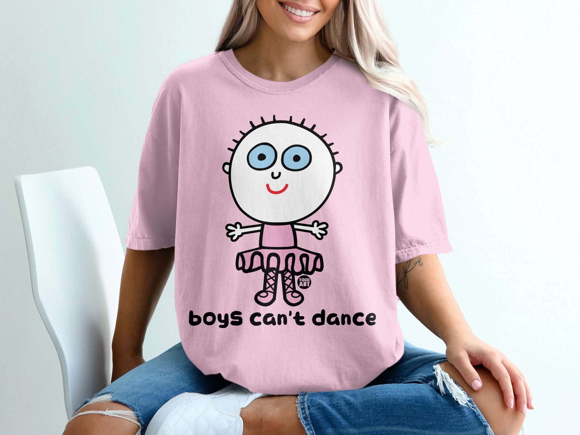 Boys Can't Dance Cartoon Character Graphic T-Shirt