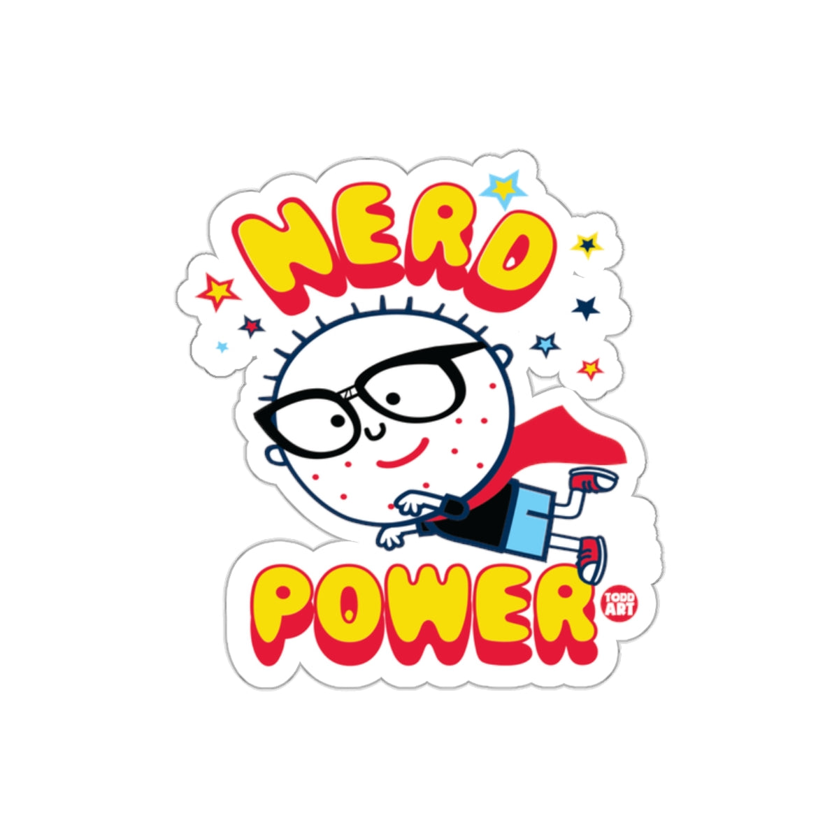 Hero Power Todd Art Flying Superhero Cartoon Boy sticker