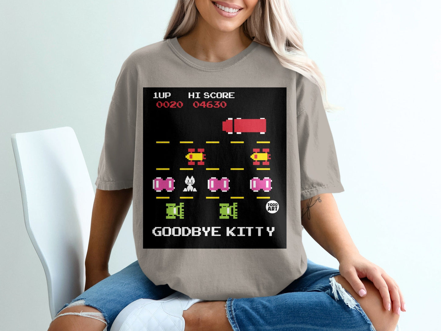 Goodbye Kitty Cute Vintage Gaming Graphic Tee