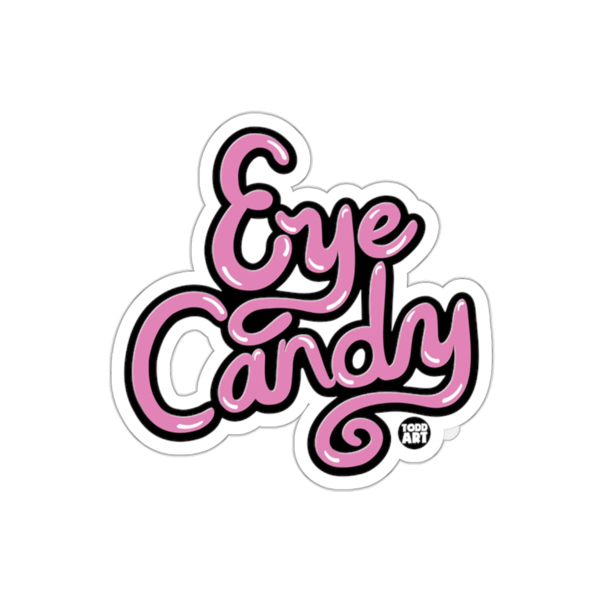 Eye Candy Pink Lettering Sticker Decal for Laptops