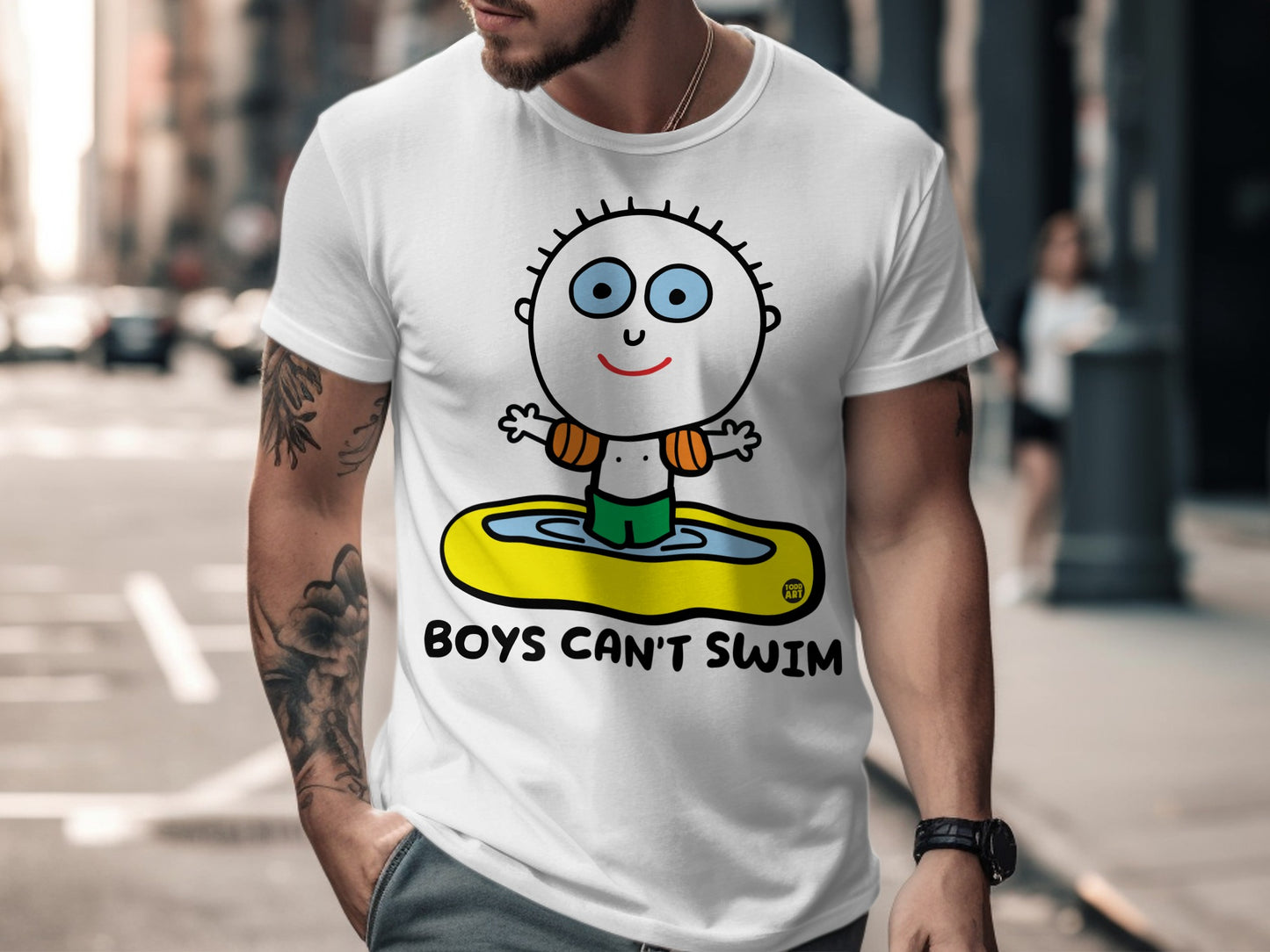 Boys Can't Swim Funny Graphic Tee Shirt