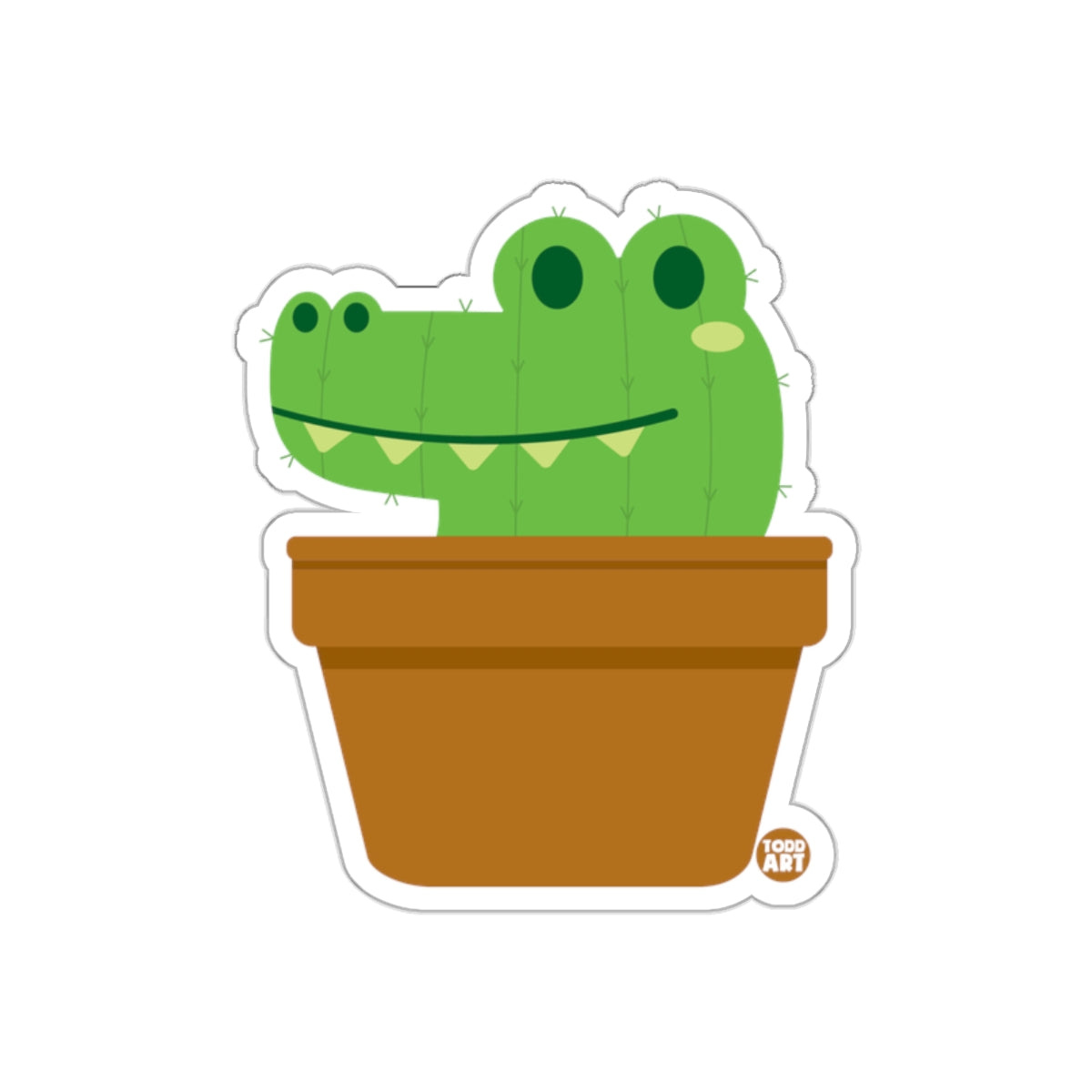Cute Alligator Cactus in Brown Pot Sticker for Laptops