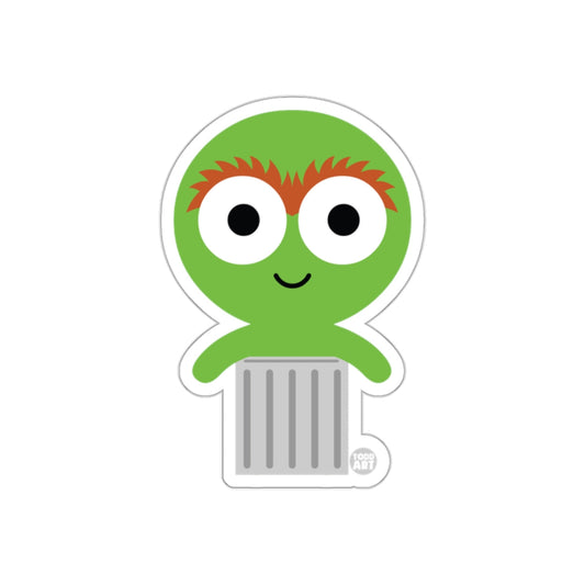Cute Green Character with Bin Sticker Todd Art product