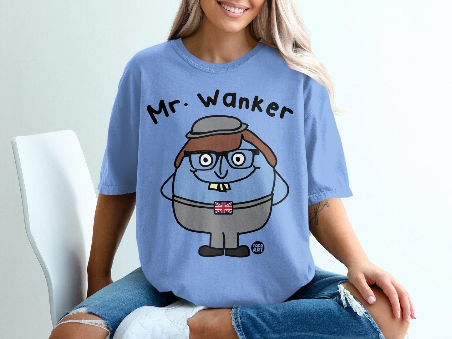 Mr. Wanker Cartoon Character Graphic Tee Shirt