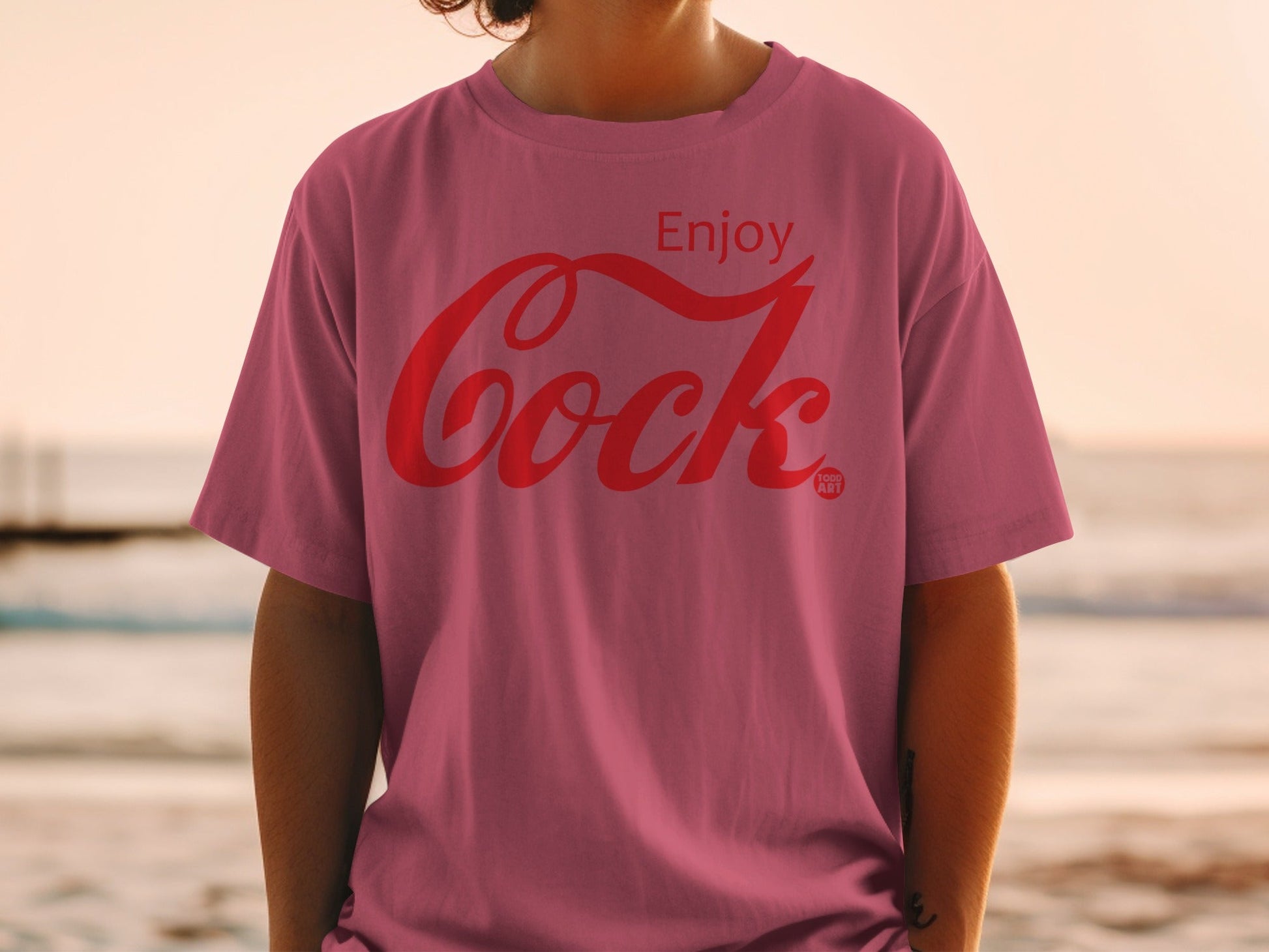 Enjoy Cock Pink Graphic T-Shirt Unisex Casual Tee