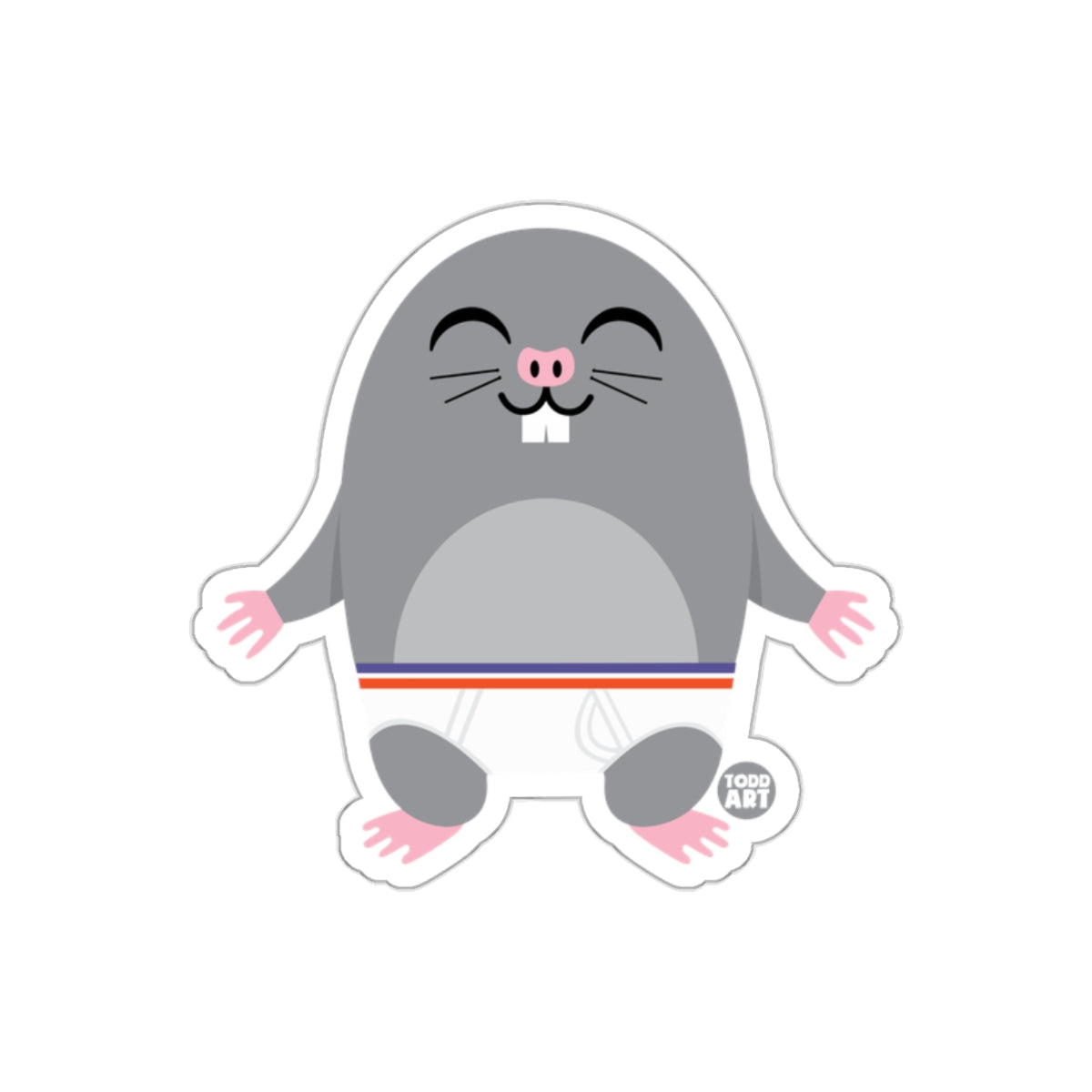 Cute Cartoon Smiling Mole with Whiskers Sticker