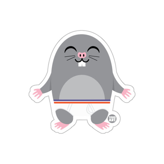 Cute Cartoon Smiling Mole with Whiskers Sticker