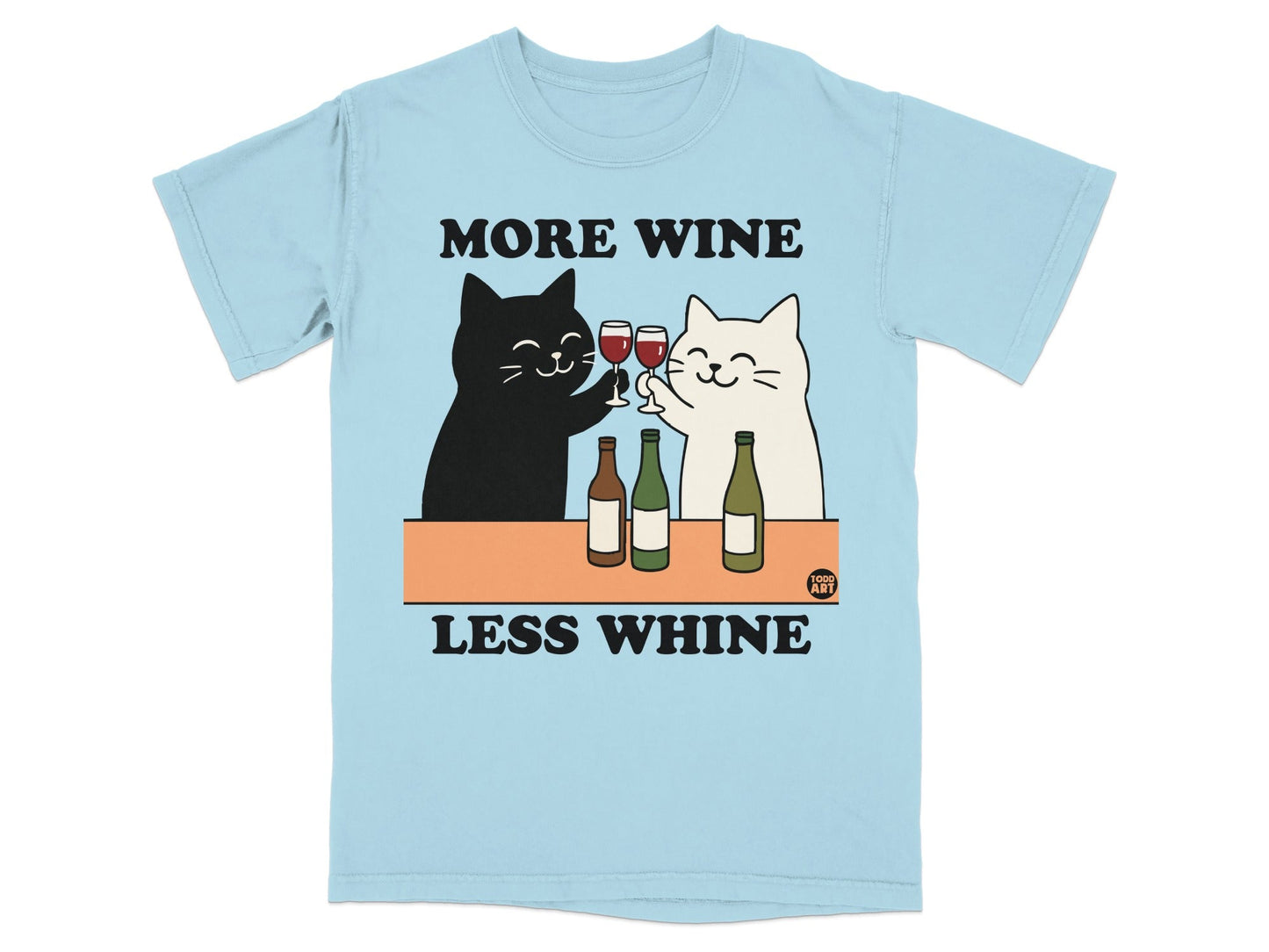 More Wine Less Whine Funny Cat Illustration Shirt