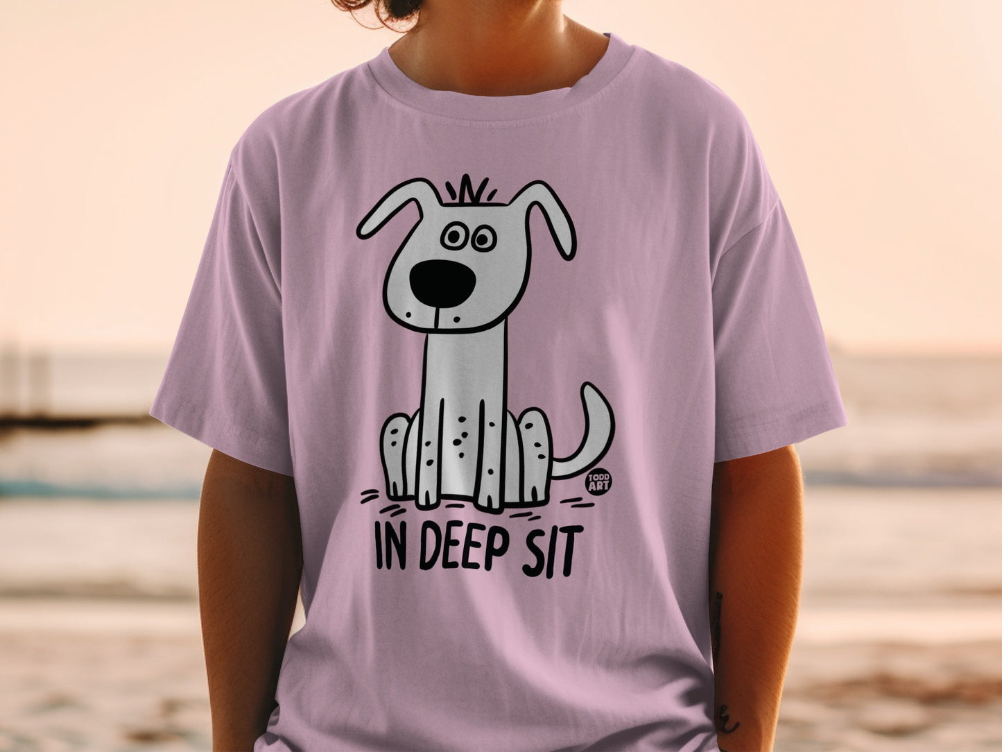 In Deep Sit Cartoon Dog Graphic T-Shirt Product