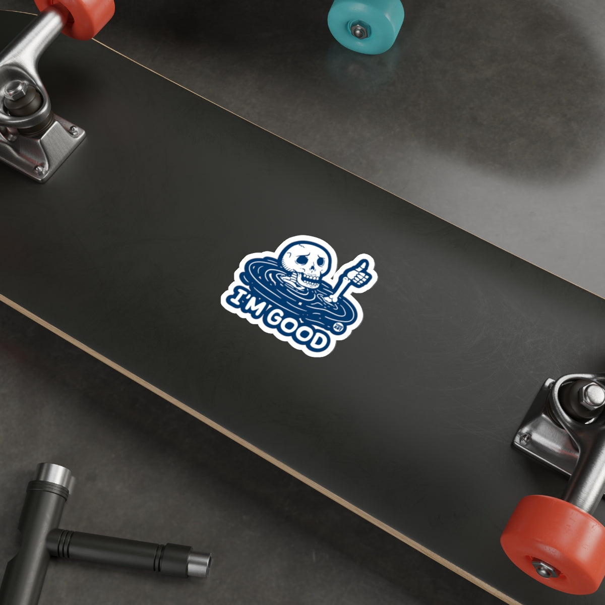 I'M GOOD Skeleton Character Pool Water Ripples Sticker 