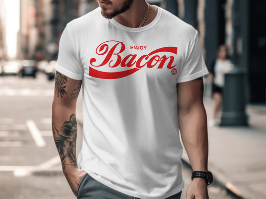 Enjoy Bacon Graphic Design Casual T-shirt