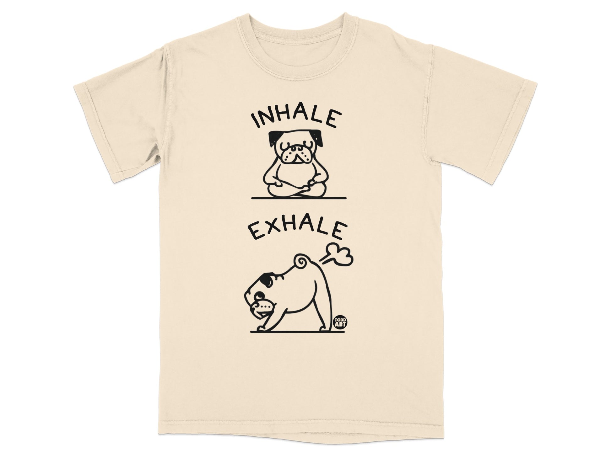 Inhale Exhale Funny Pug Graphic T-Shirt Cute Design