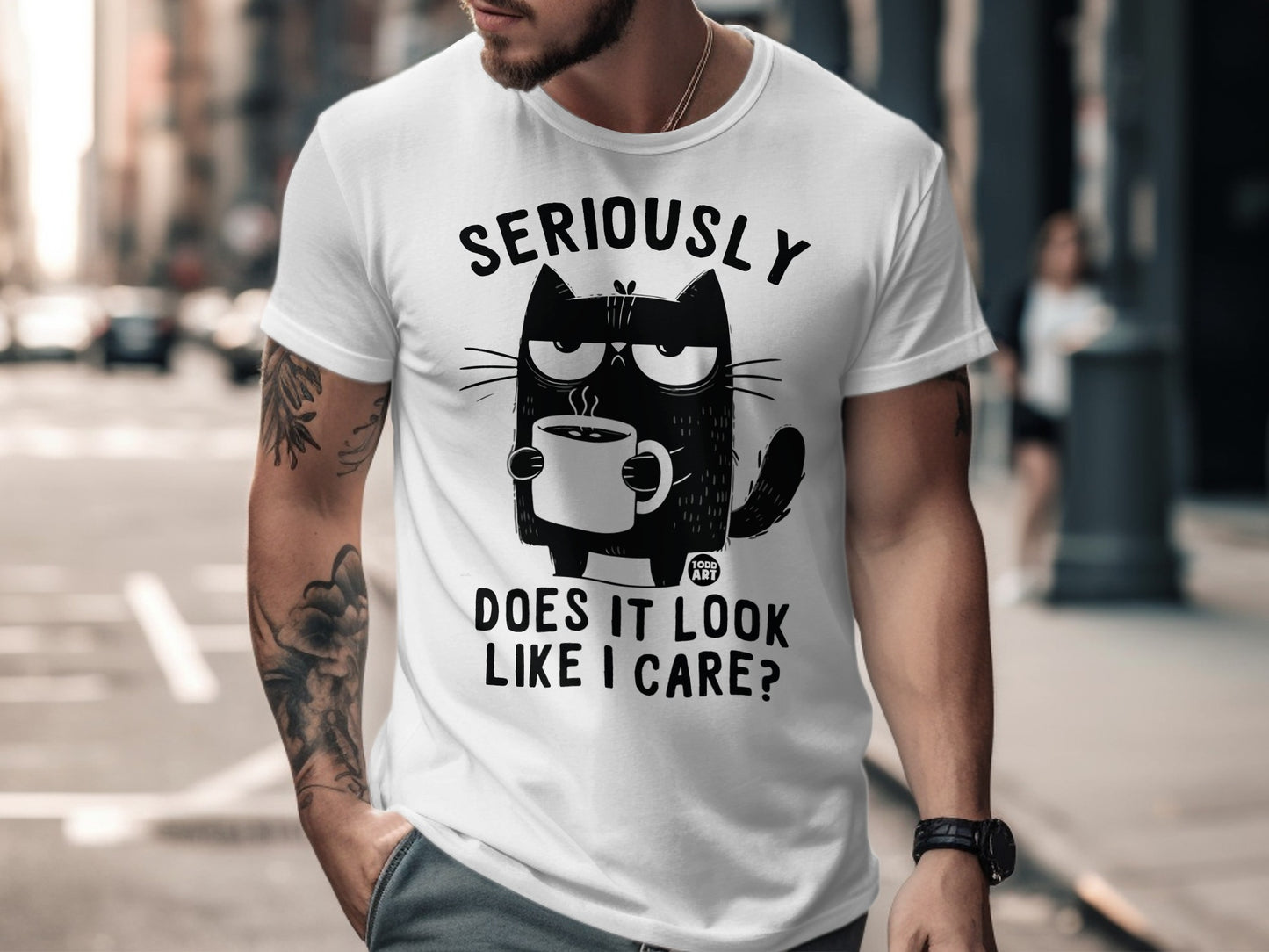 Seriously Does It Look Like I Care Cat T-Shirt