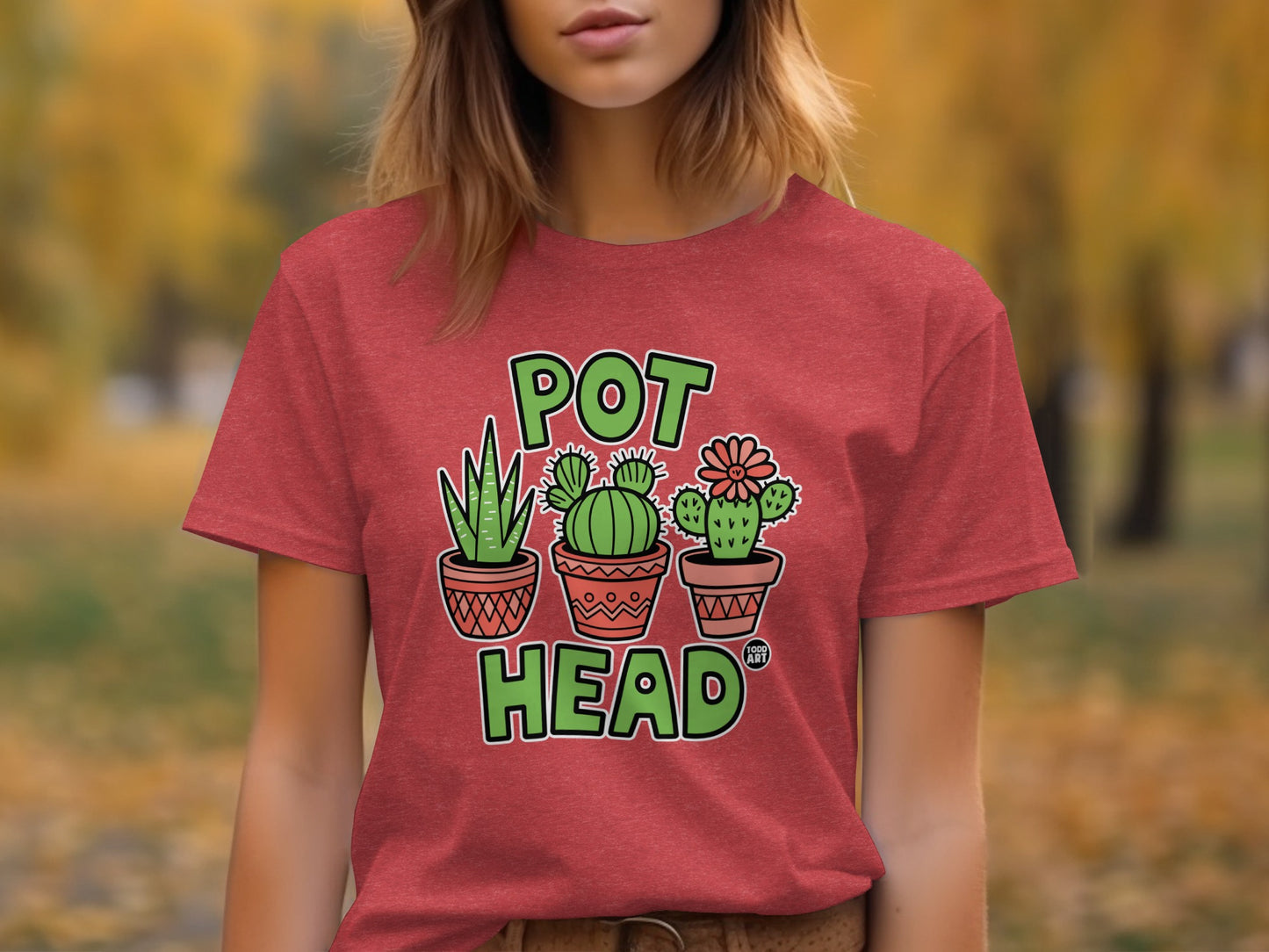 Funny Succulent Pot Head Cactus Graphic T-shirt