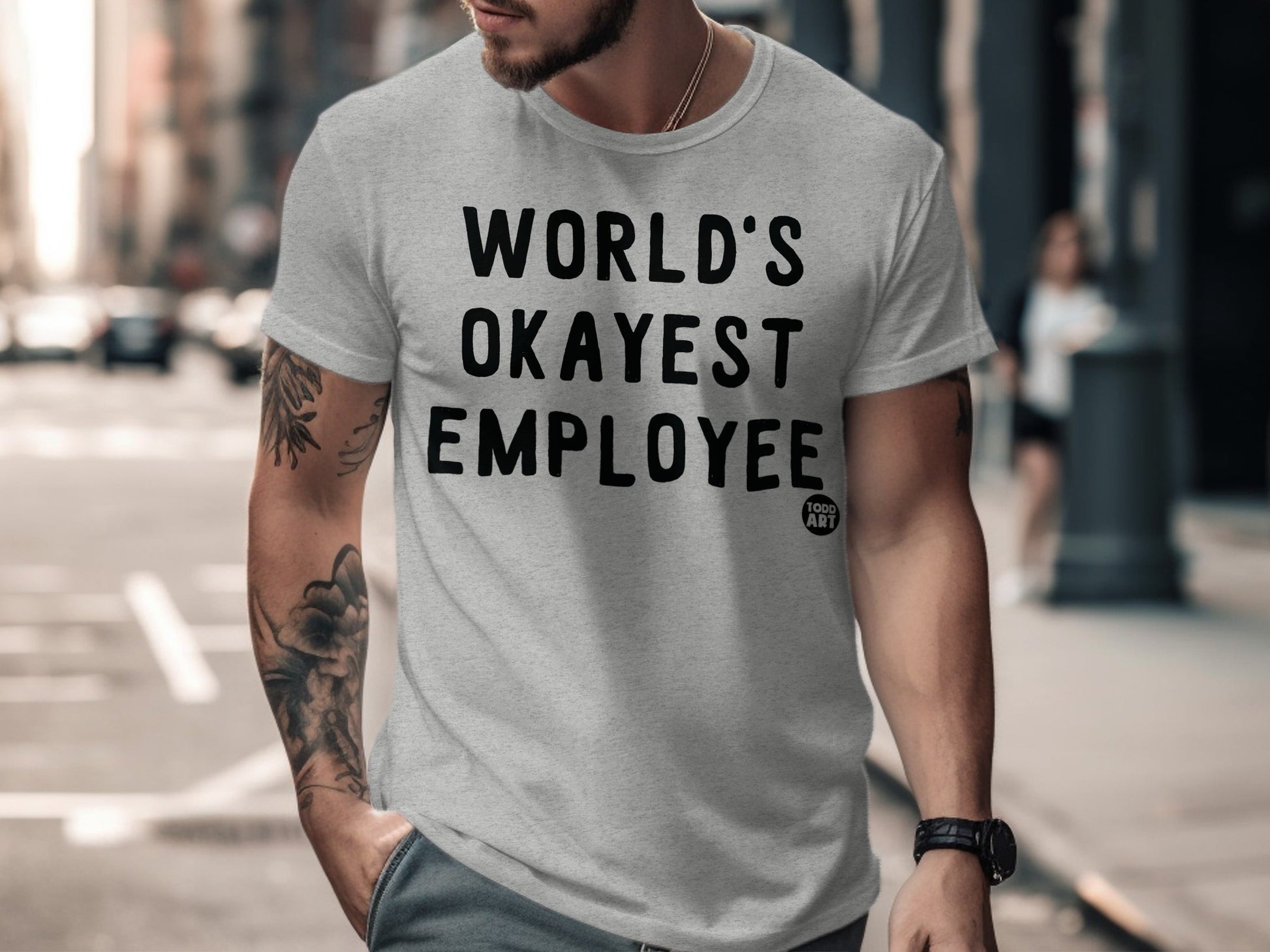 World's Okayest Employee Funny T-Shirt Casual Top