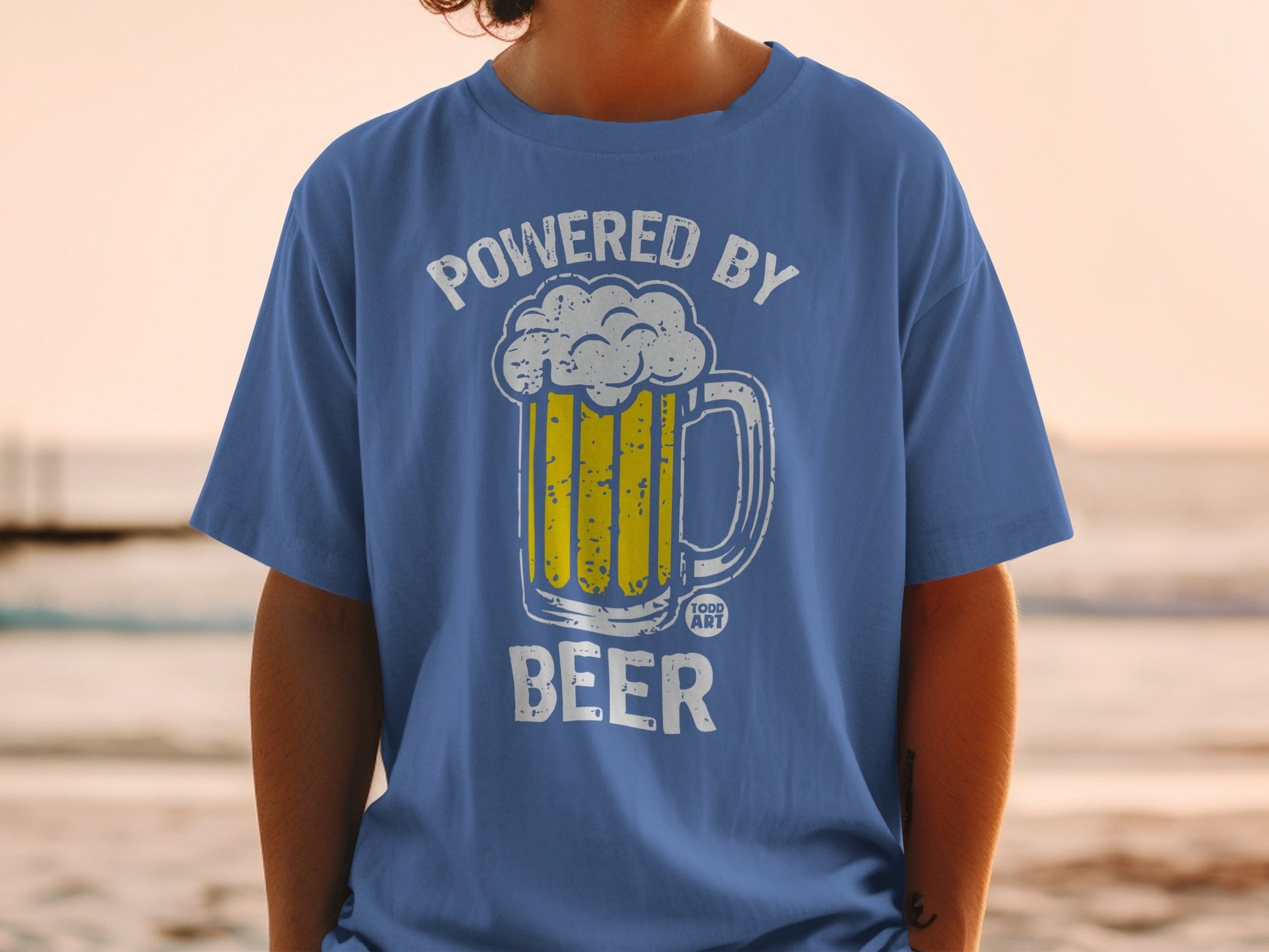 Powered by Beer Todd Art Graphic T-Shirt Product