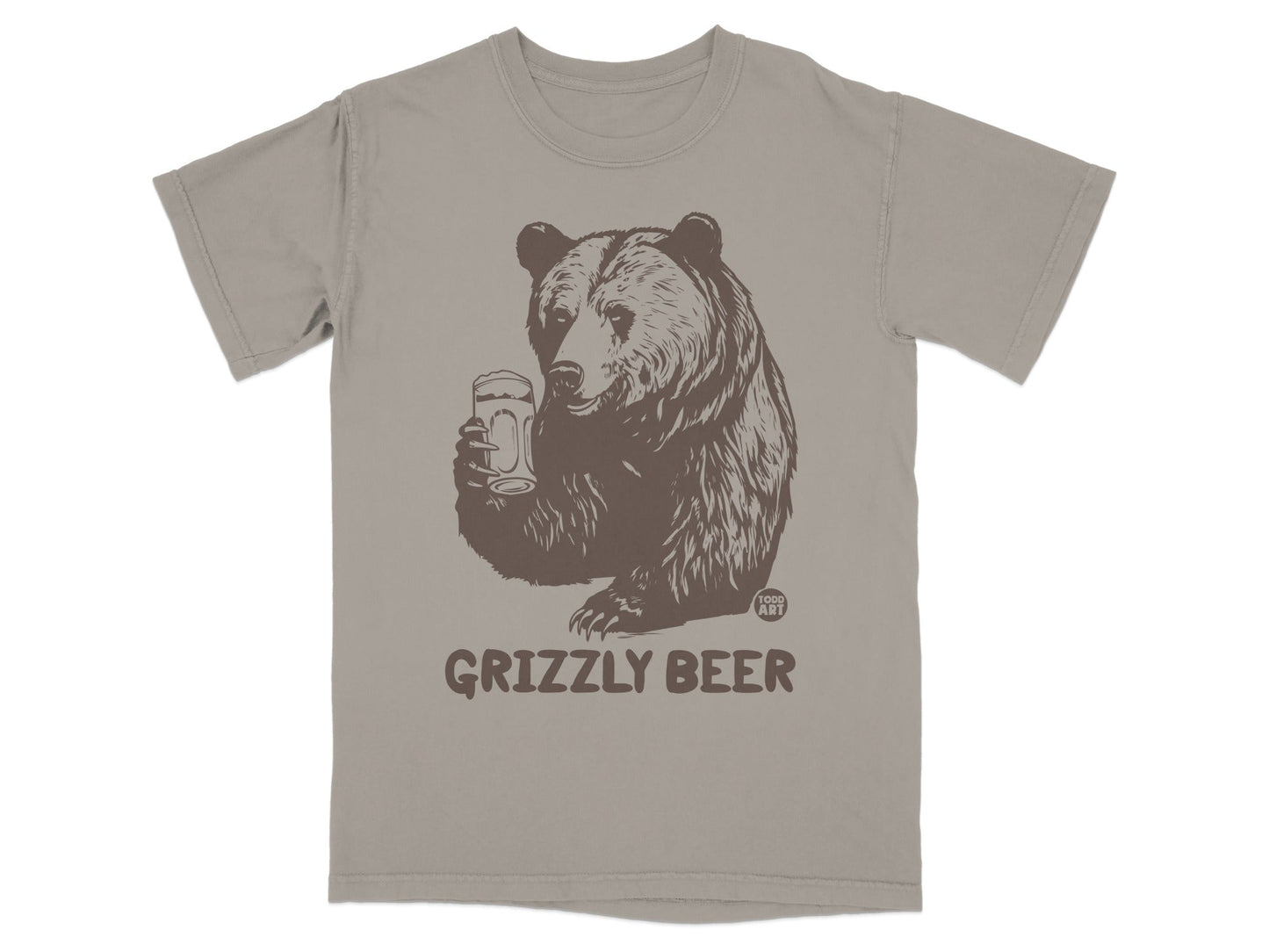 Grizzly Beer Bear Holding Beer Graphic Tshirt