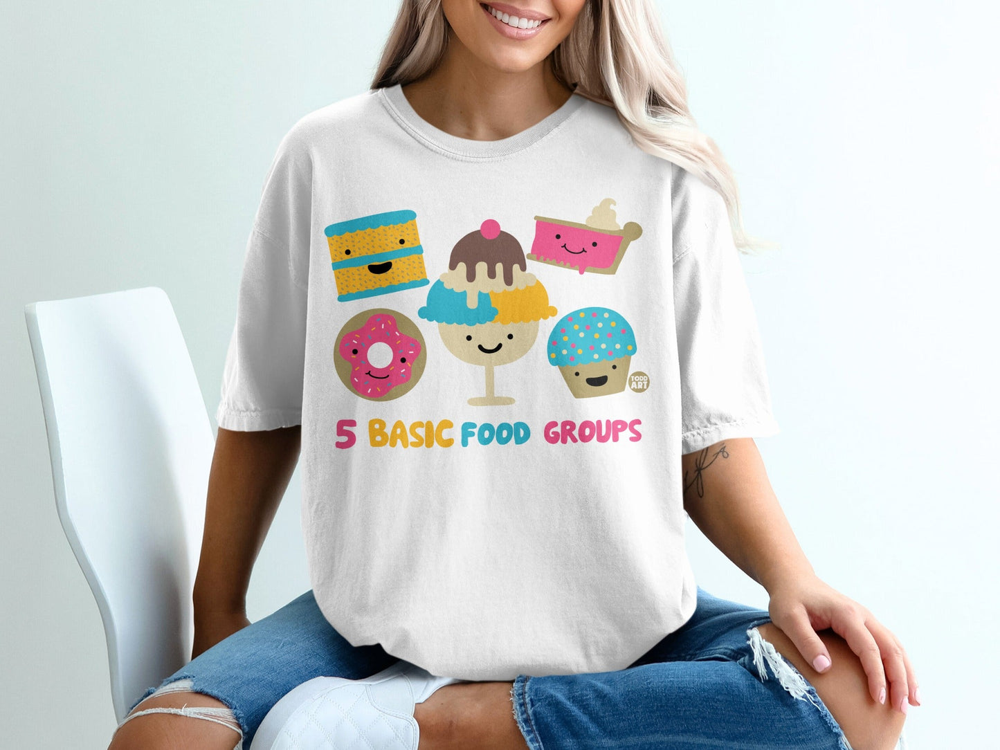 Cute 5 Basic Food Groups Graphic Print T-Shirt