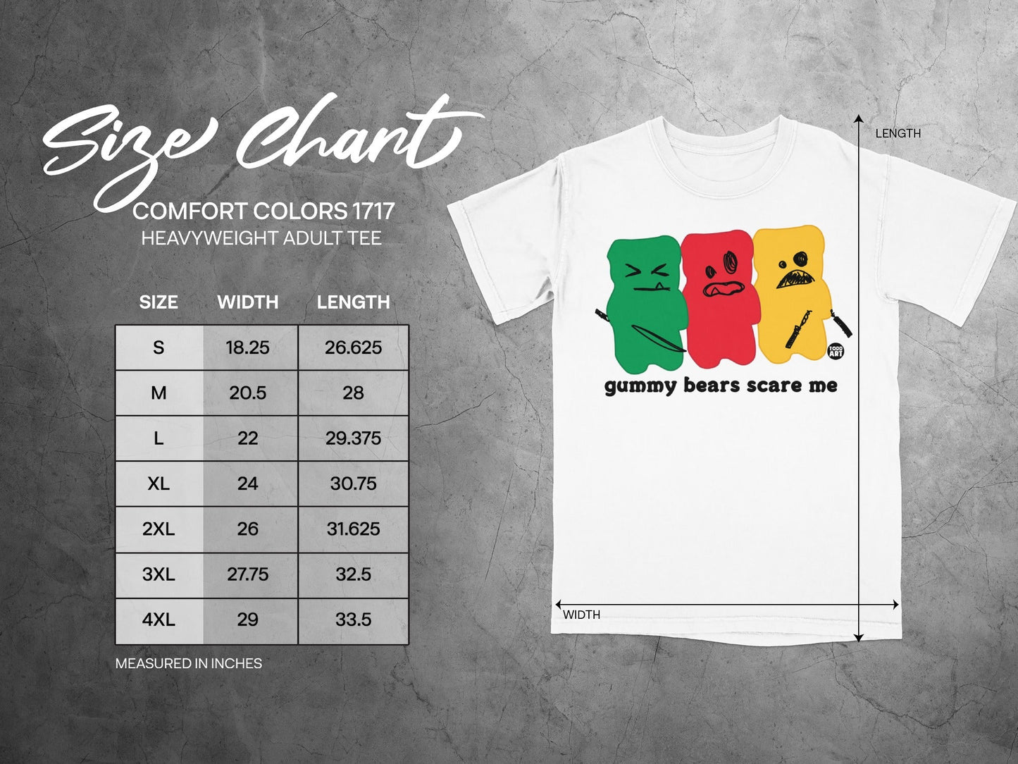 Funny Gummy Bears Scare Me Heavyweight Adult Tee