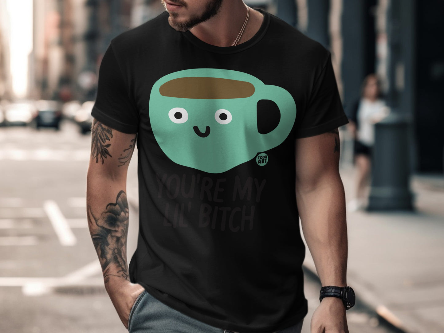 Cute Funny Coffee Mug with Face You're My Lil' Bitch T-shirt
