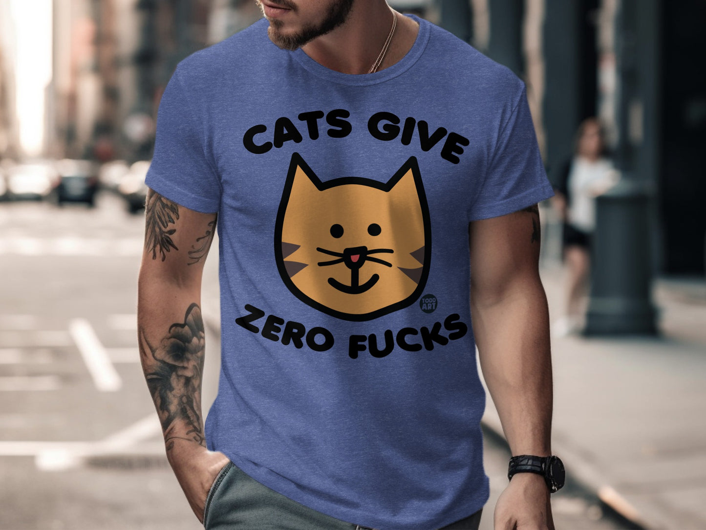 Cats Give Zero Fucks Funny Graphic T-Shirt