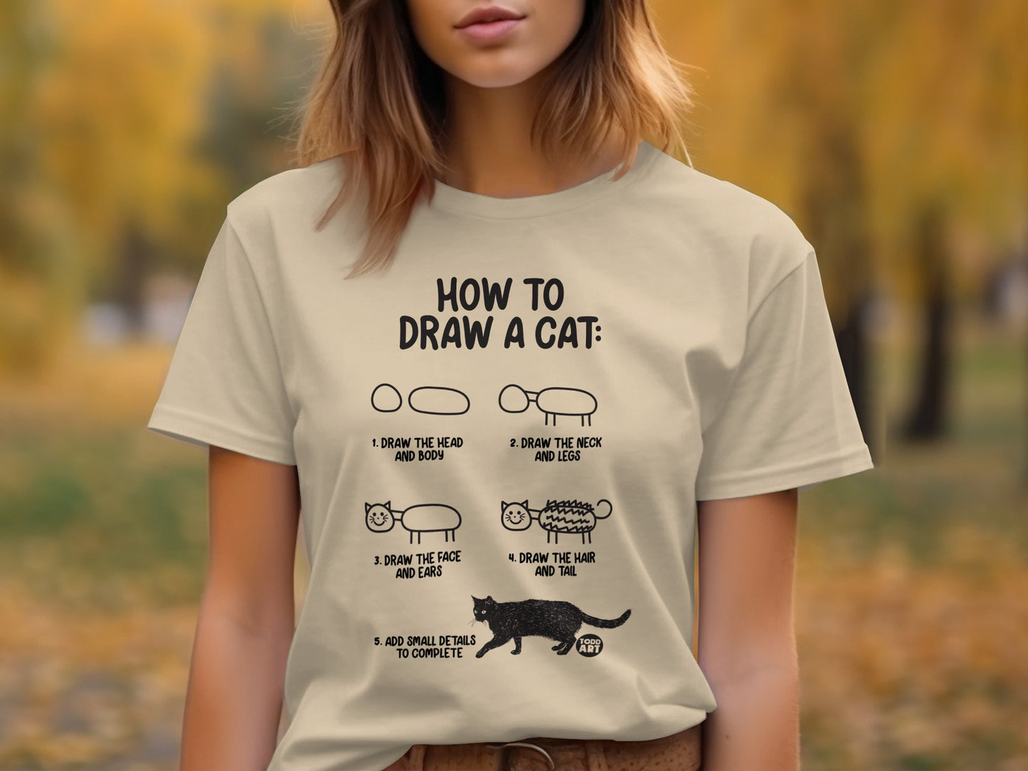 How to Draw a Cat Step-by-Step Graphic T-Shirt