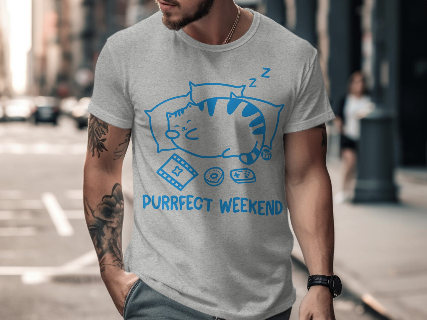 Purrfect Weekend Sleeping Cat Game Lover T-shirt